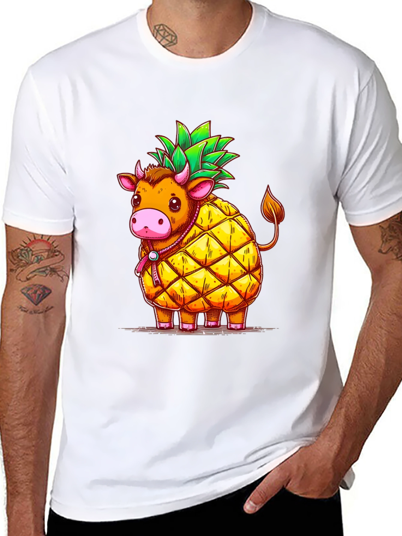 Black Pineapple Cow Graphic Tee view 8