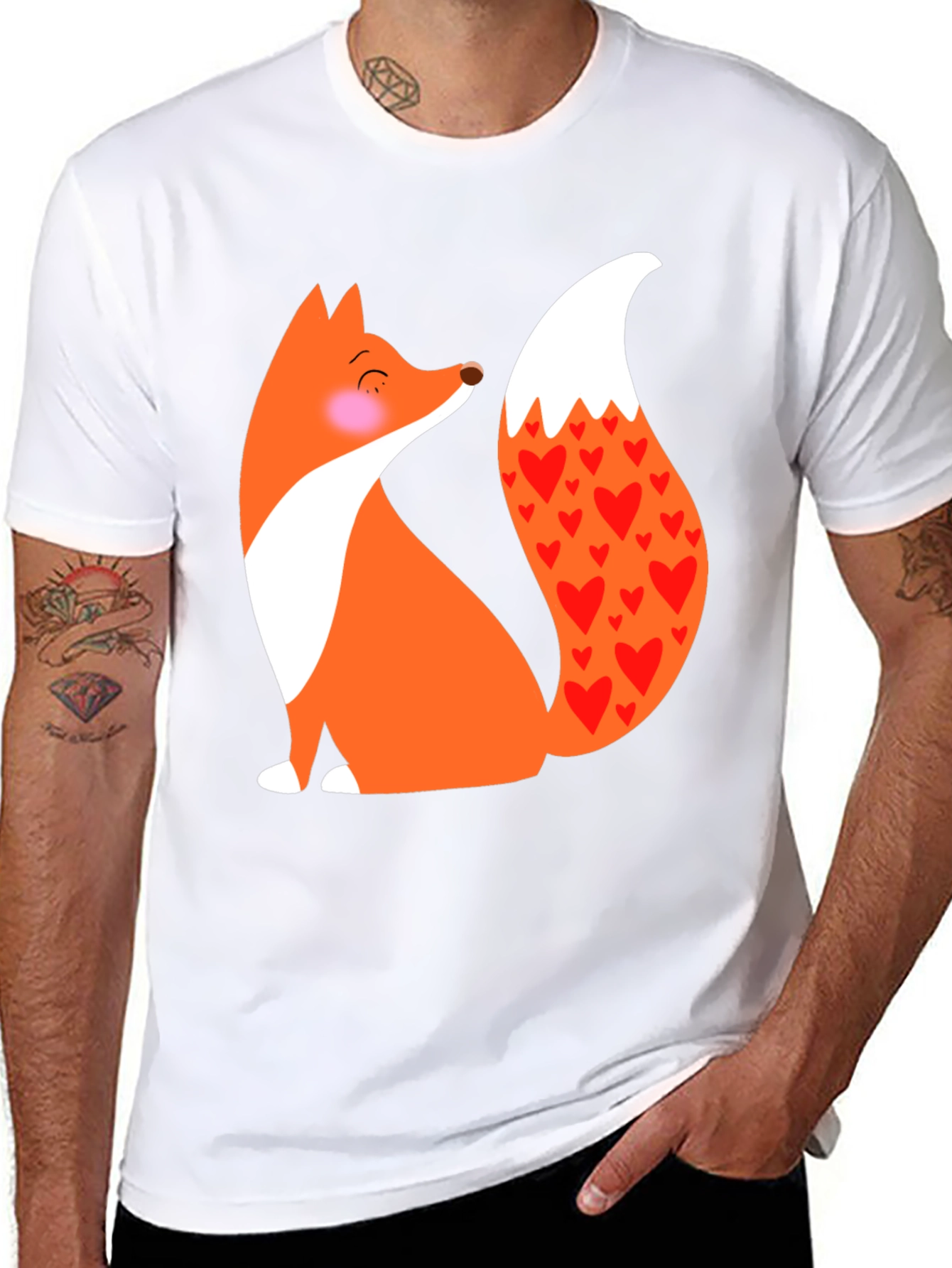 Black Fox with Hearts T-Shirt - Cute & Stylish Animal Tee view 8