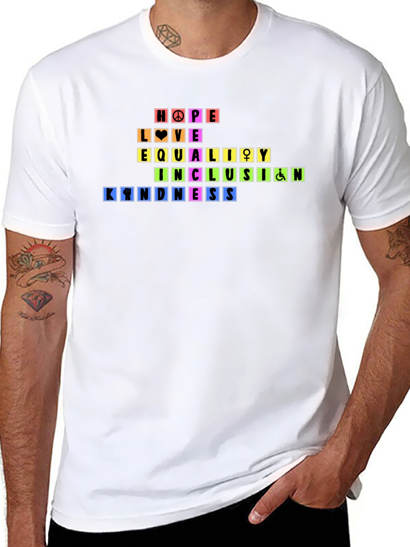 Black Rainbow Pride Hope Love Equality Kindness T-Shirt view 8