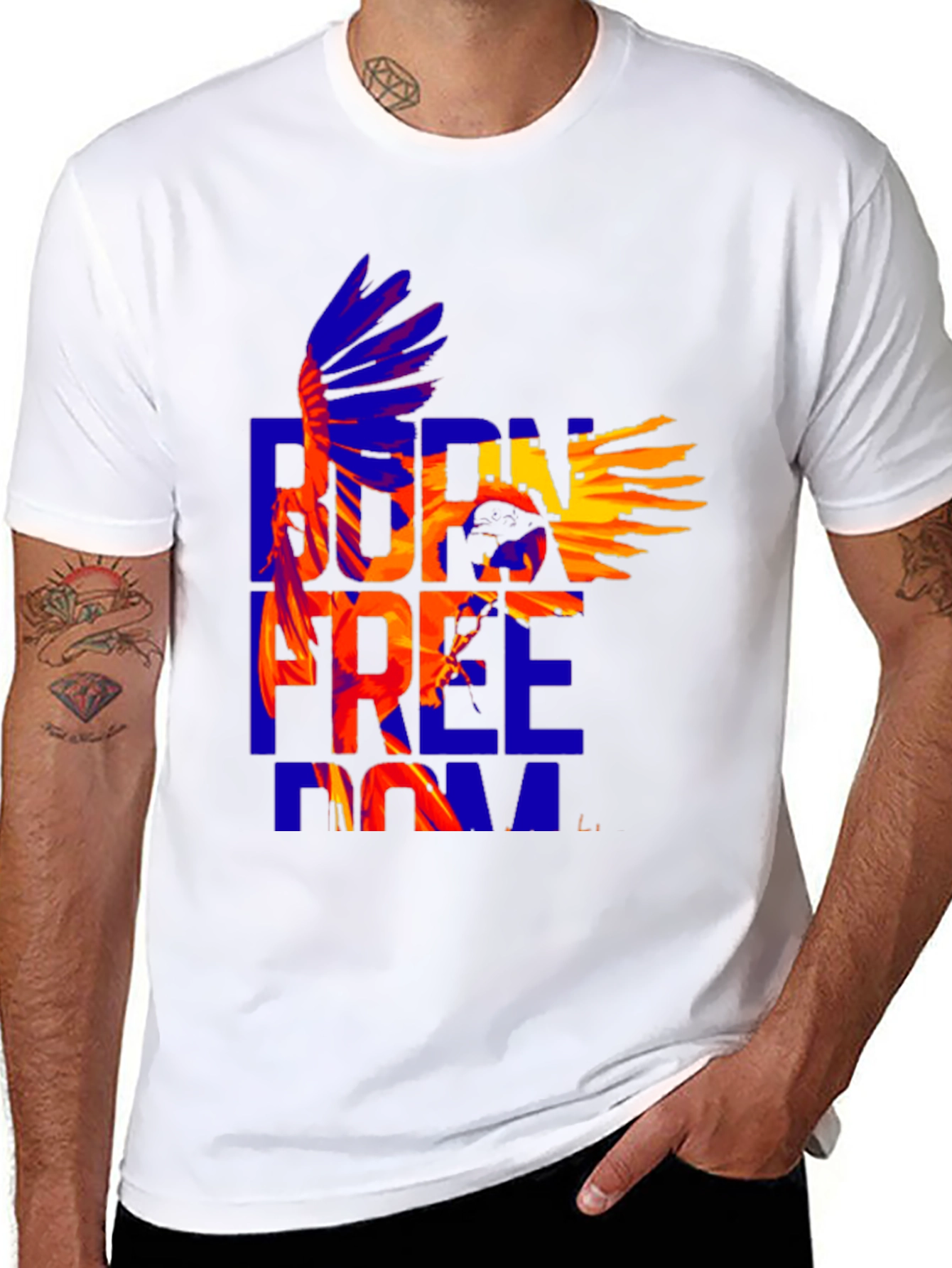 Black Born Free Eagle Graphic Tee - Stylish Cotton T-Shirt view 8
