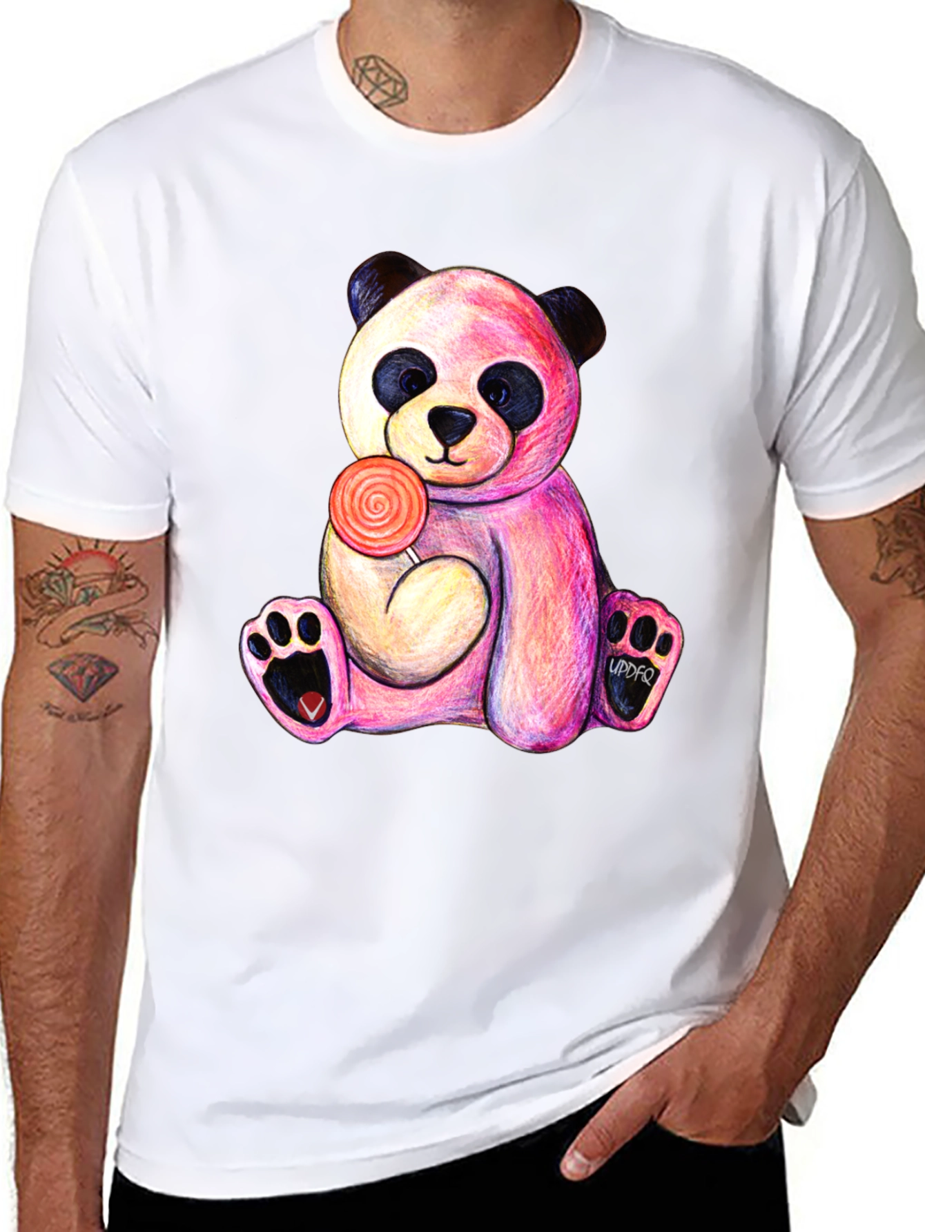Black Panda Lollipop T-Shirt - Unique Graphic Tee view 8