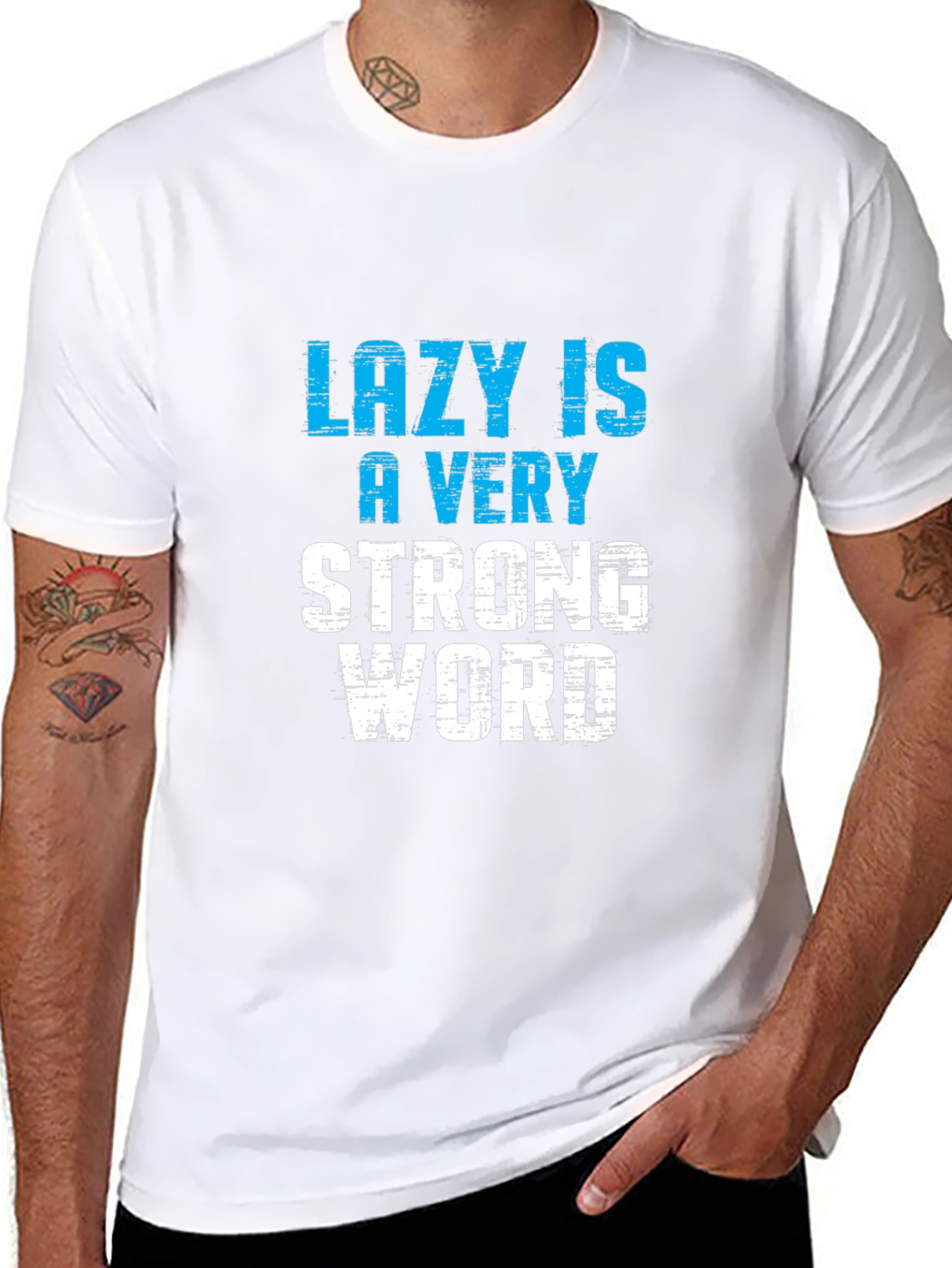 Black Lazy is a Very Strong Word T-Shirt view 8
