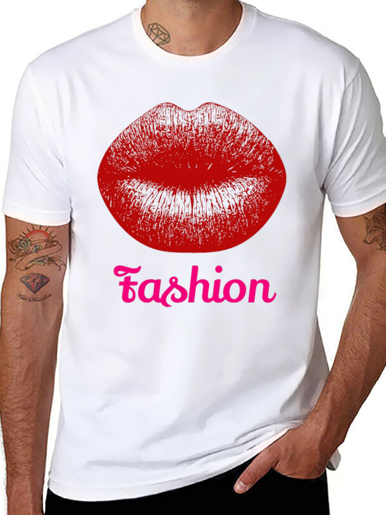 Black Fashion Lips Graphic Tee - Black T-Shirt view 8