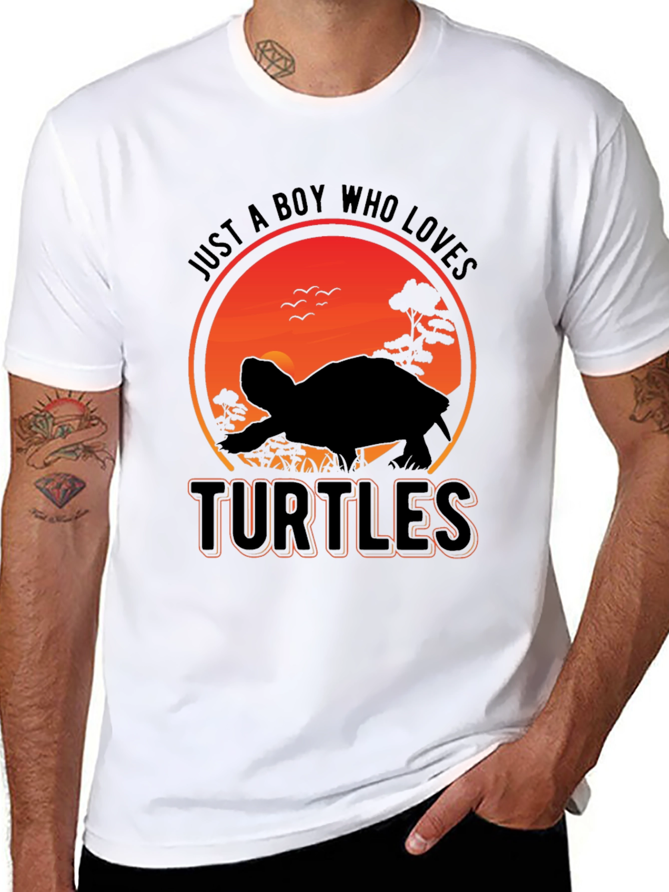 Black Turtle Lover T-Shirt - Just a Boy Who Loves Turtles Graphic Tee view 8