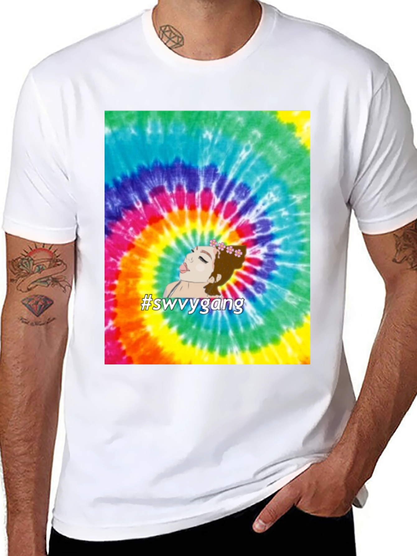 Black Tie-Dye Swvygang Graphic Tee - Casual Comfort view 8