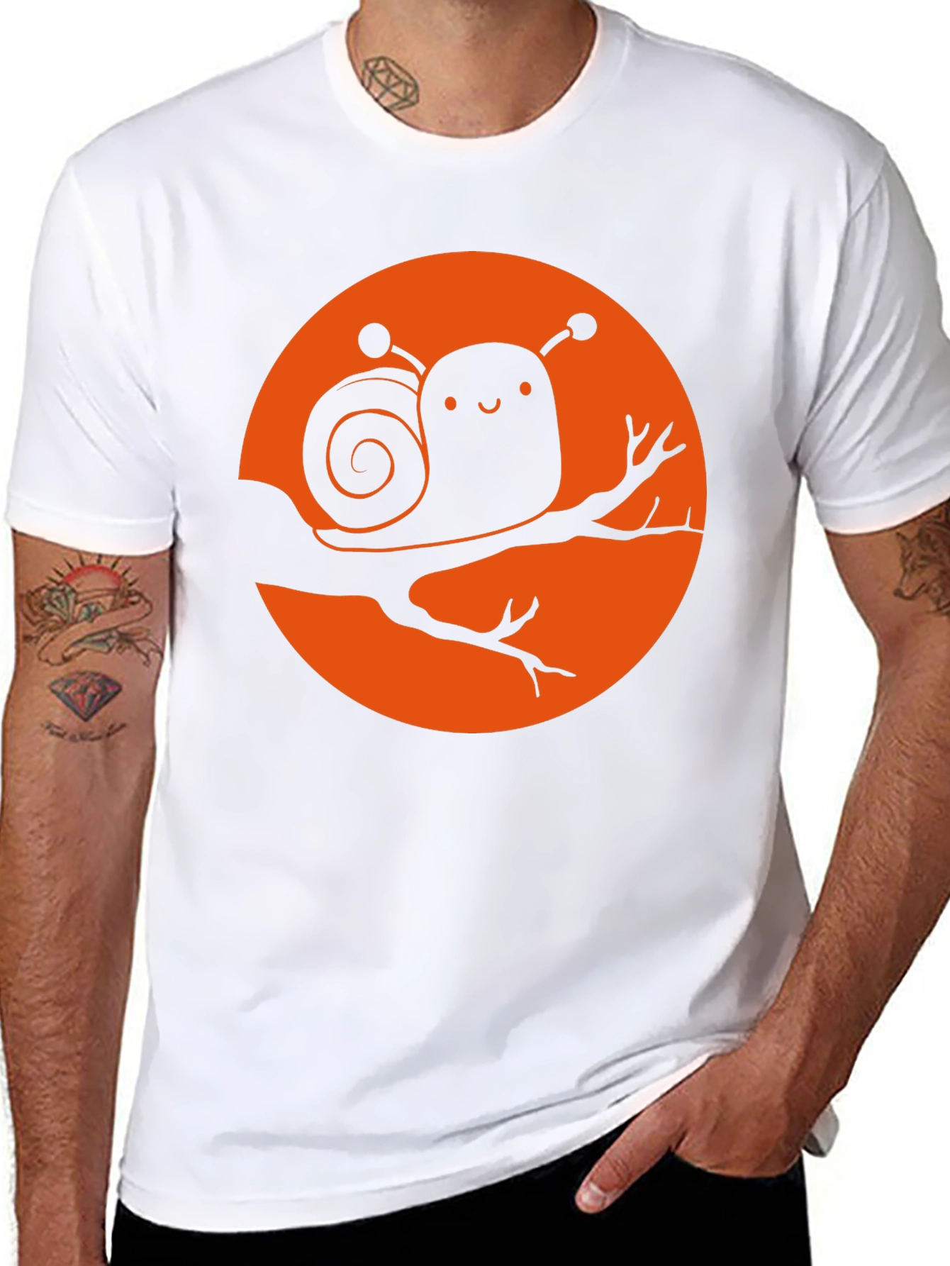 Black Cute Snail Graphic Tee - Unique Design view 8