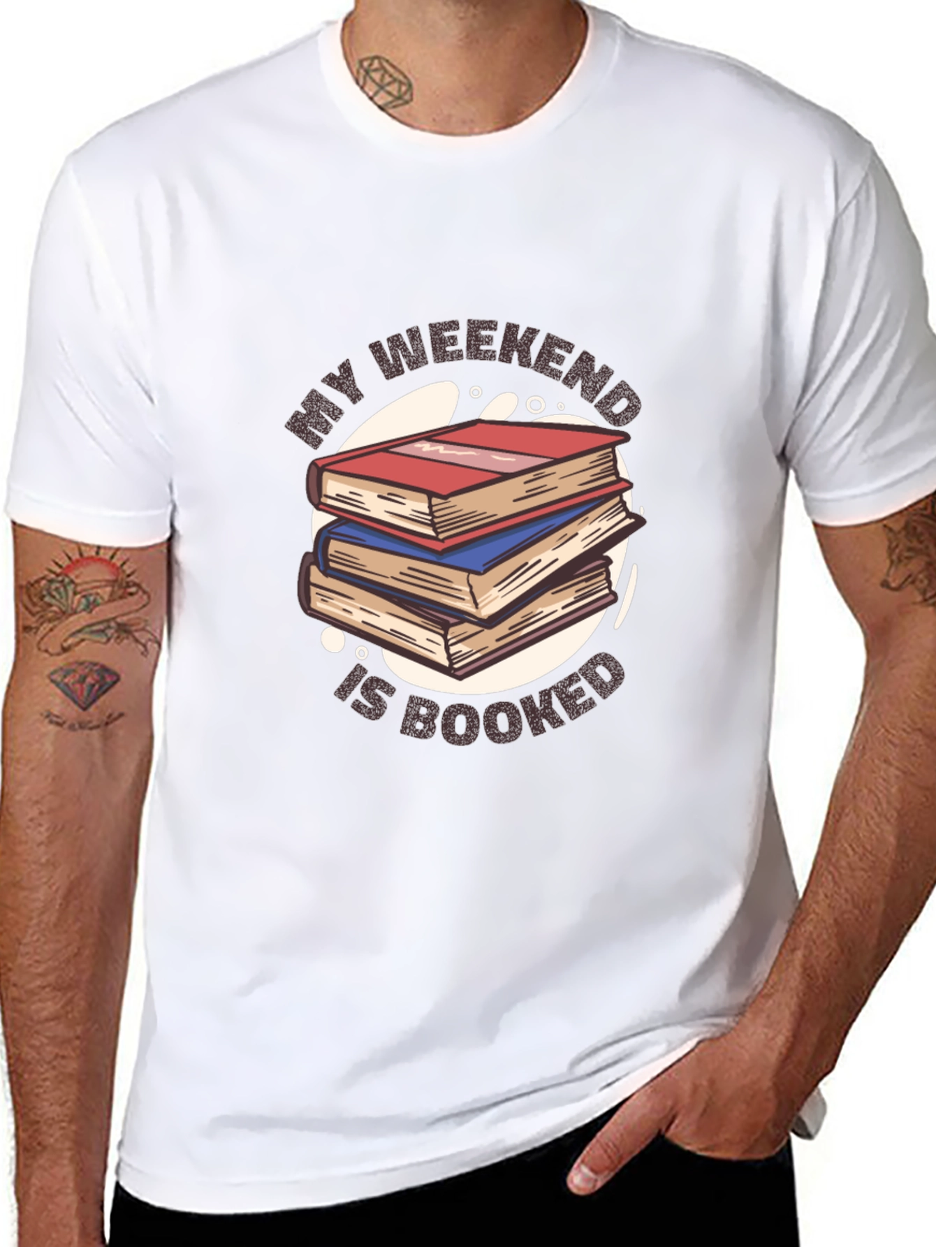 Black My Weekend Is Booked T-Shirt view 8