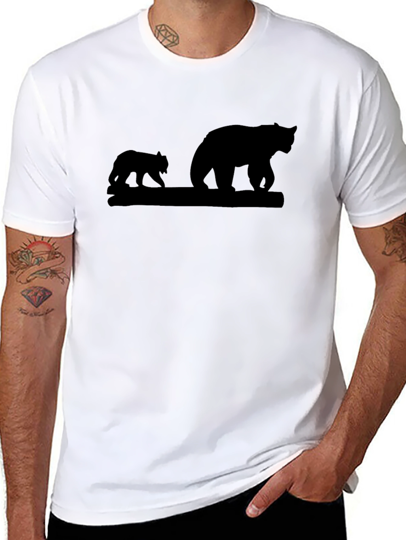Black Black Bear Family Silhouette T-Shirt view 8