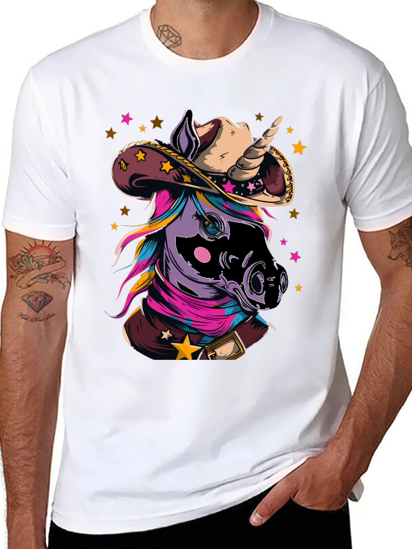 Black Cowboy Unicorn T-Shirt - Western Style Tee view 8