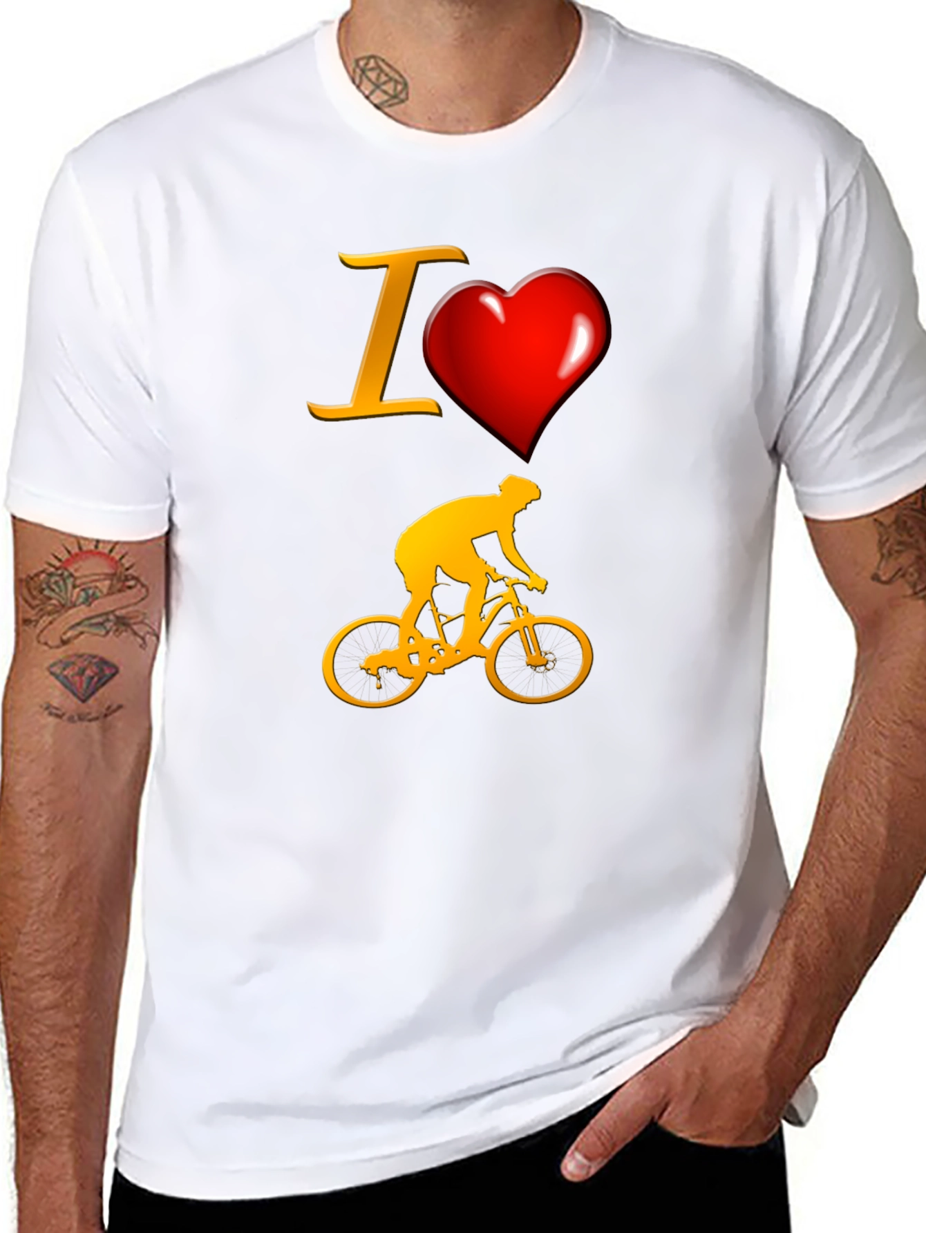 Black I Love Biking T-Shirt - Sporty Cyclist Tee view 8