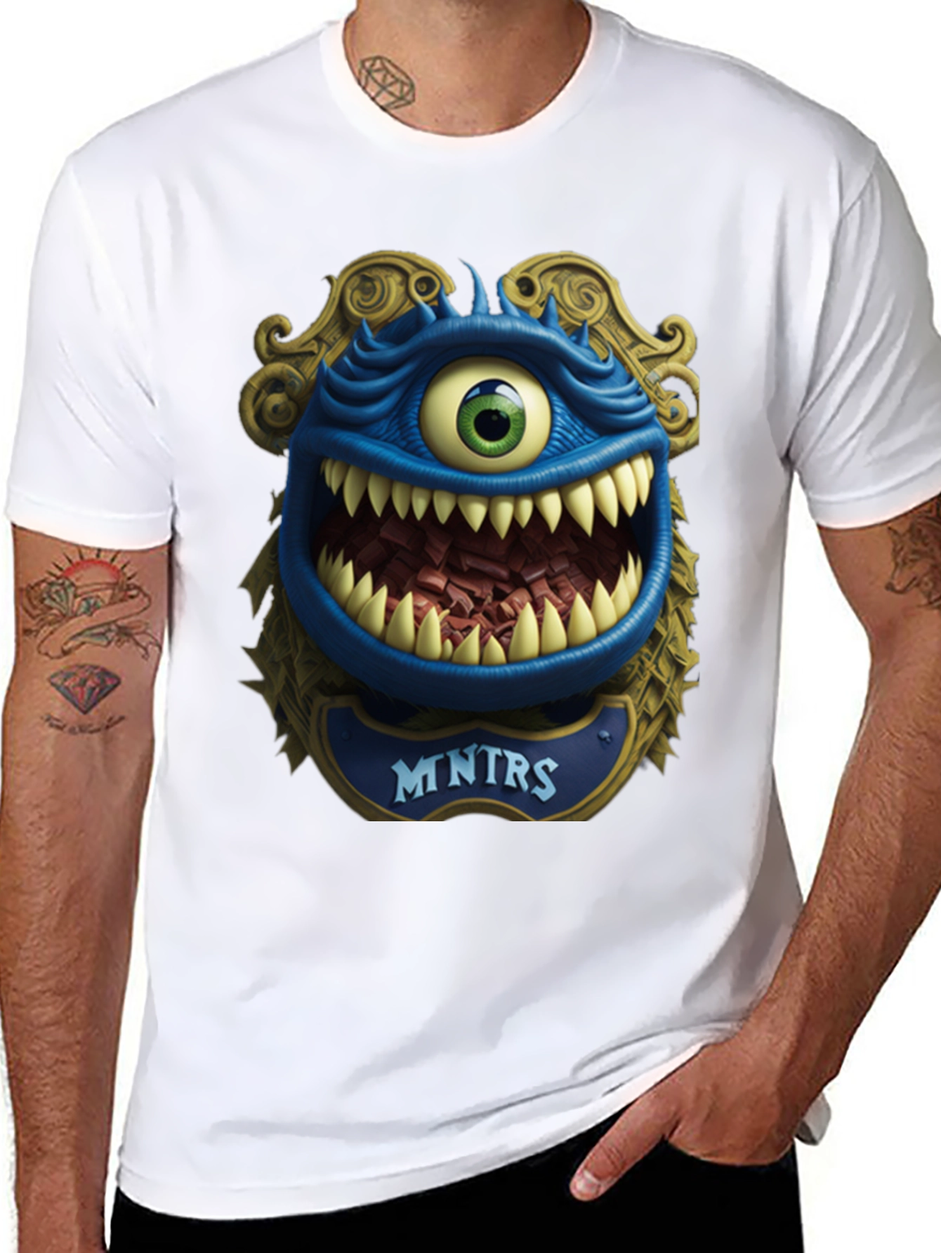 Black Monster Graphic T-Shirt: Mntrs Design view 8