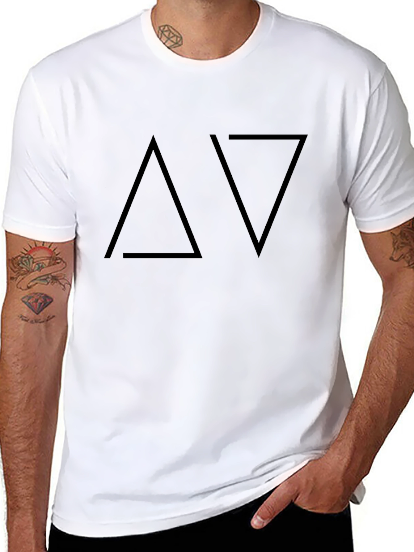 Black Minimalist Black T-Shirt with Triangle Design view 8