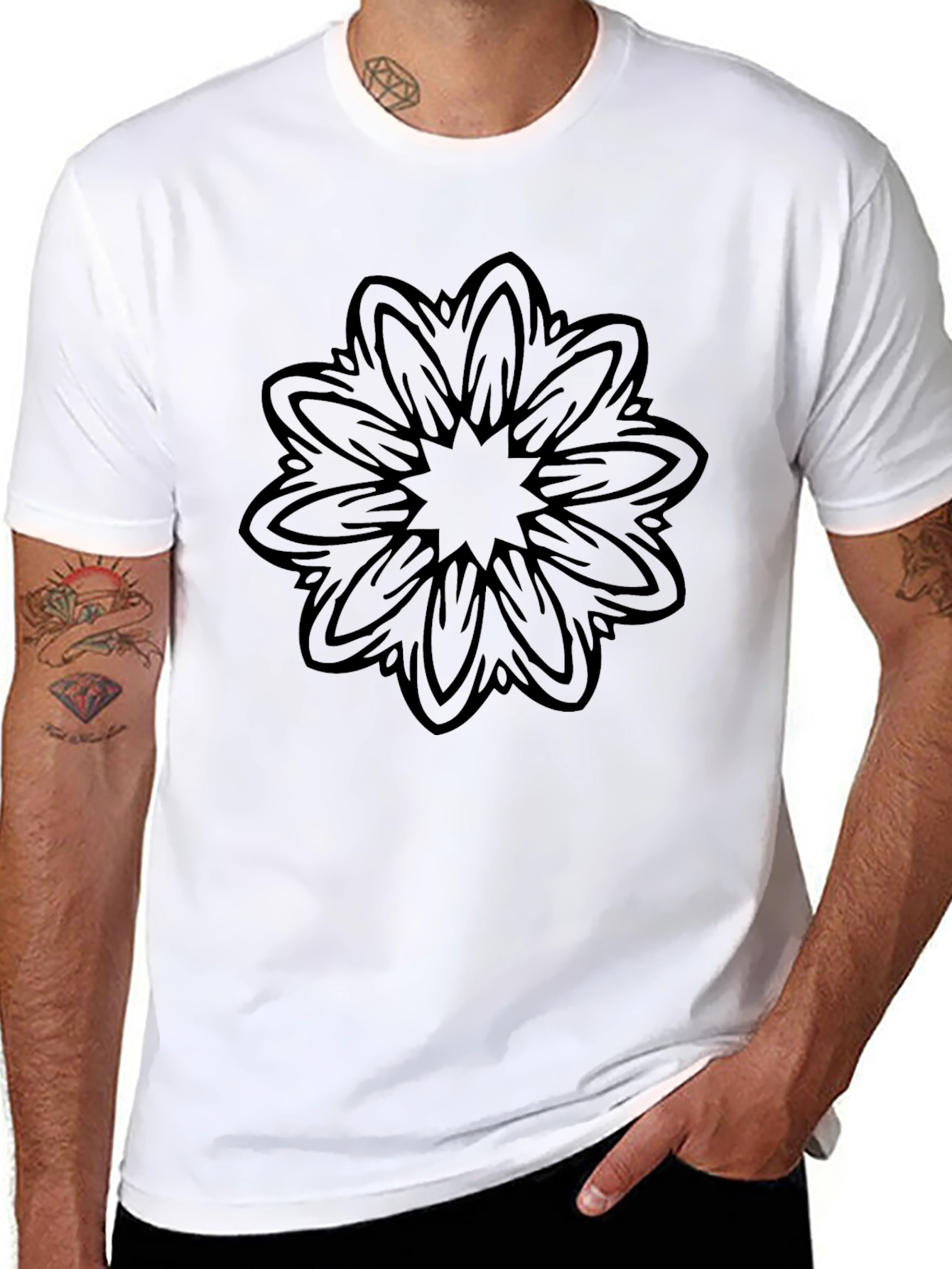 Black Black Mandala Graphic Tee - Men's Casual Fashion view 8