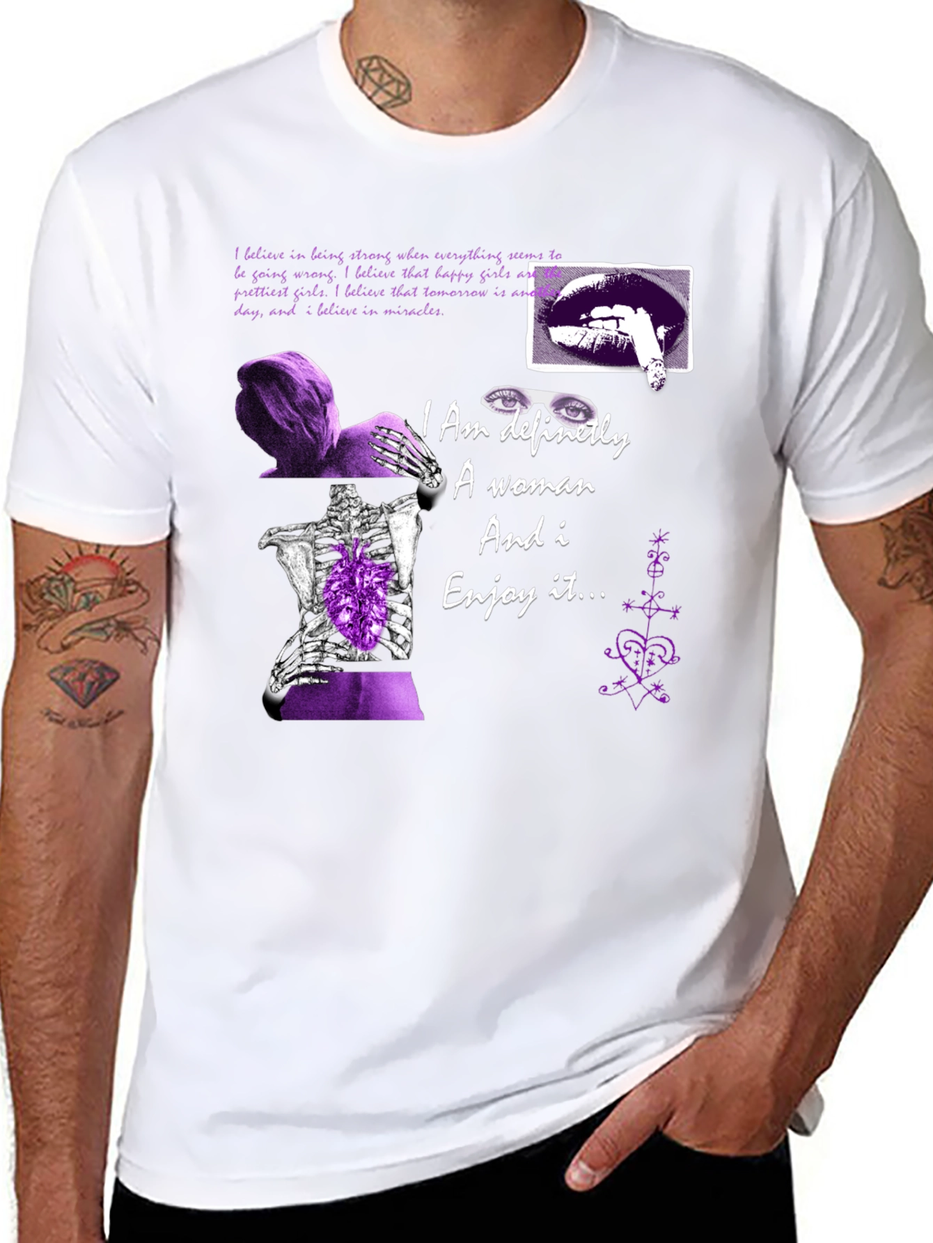 Black Edgy Purple Graphic Tee - "I Am Definitely A Woman" view 8