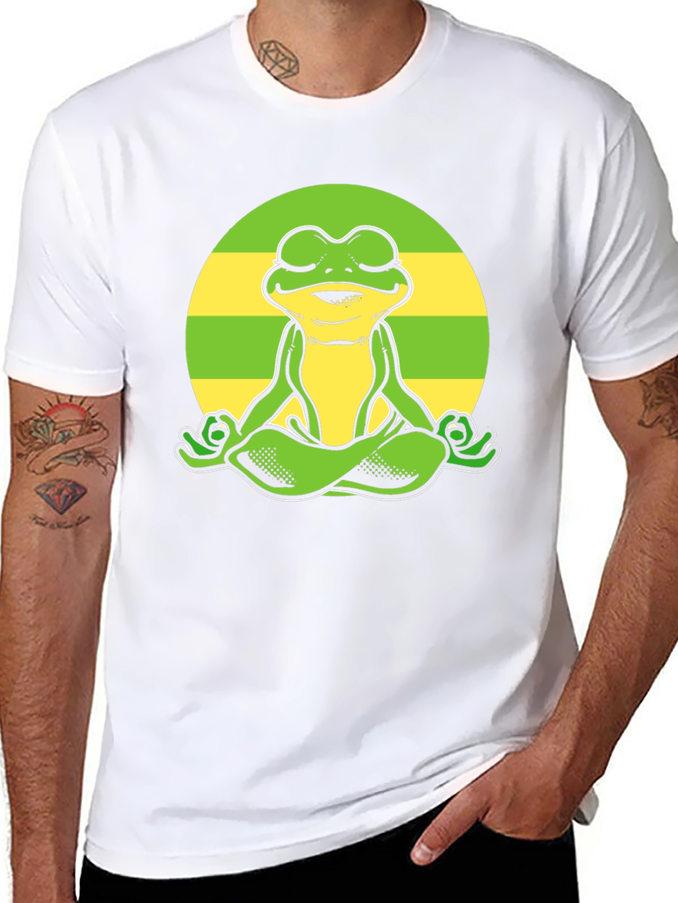 Black Zen Frog Graphic Tee - Meditating Amphibian T-Shirt view 8