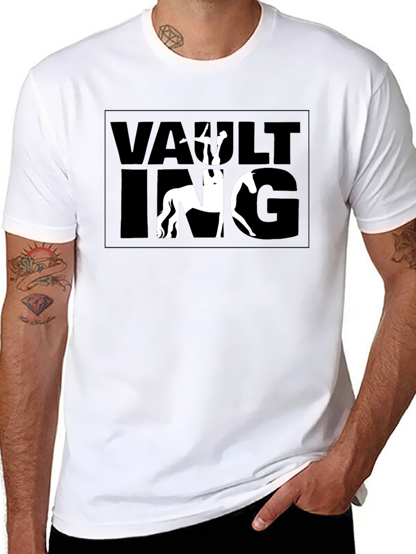 Black Vaulting Horse Rider T-Shirt - Black Graphic Tee view 8