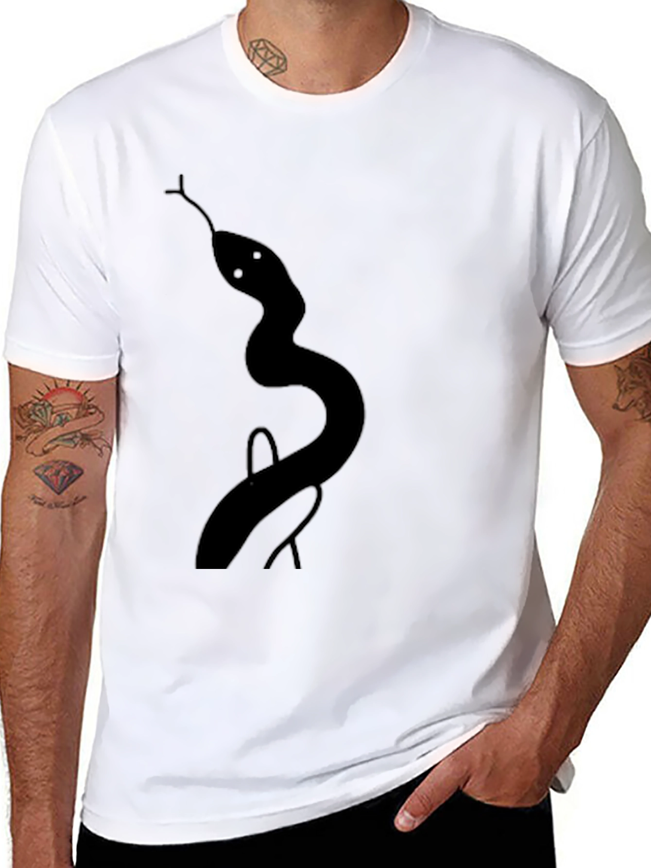 Black Men's Black Snake Graphic Tee - Casual Style view 8