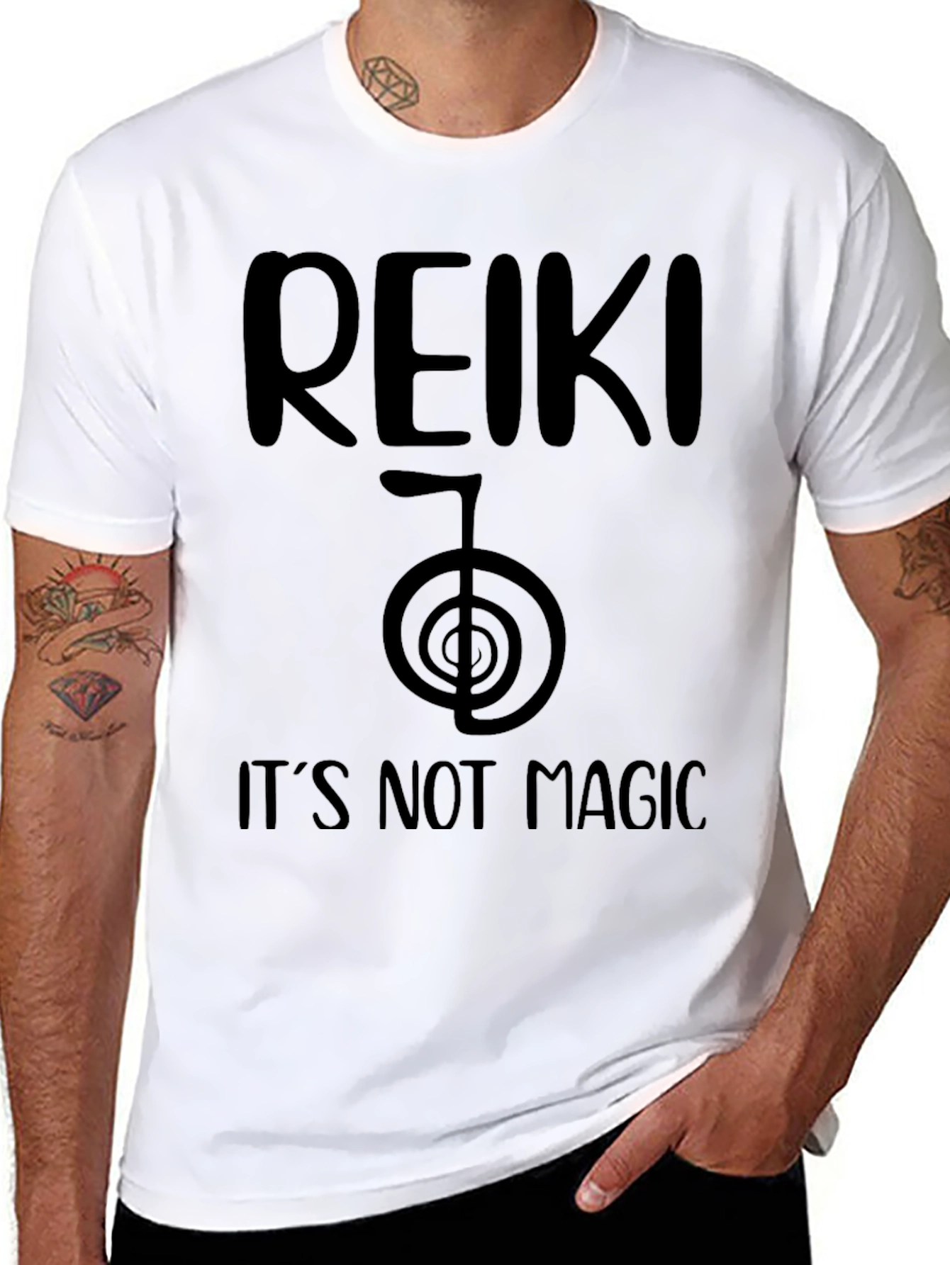 Reiki It's Not Magic Black T-Shirt - 8