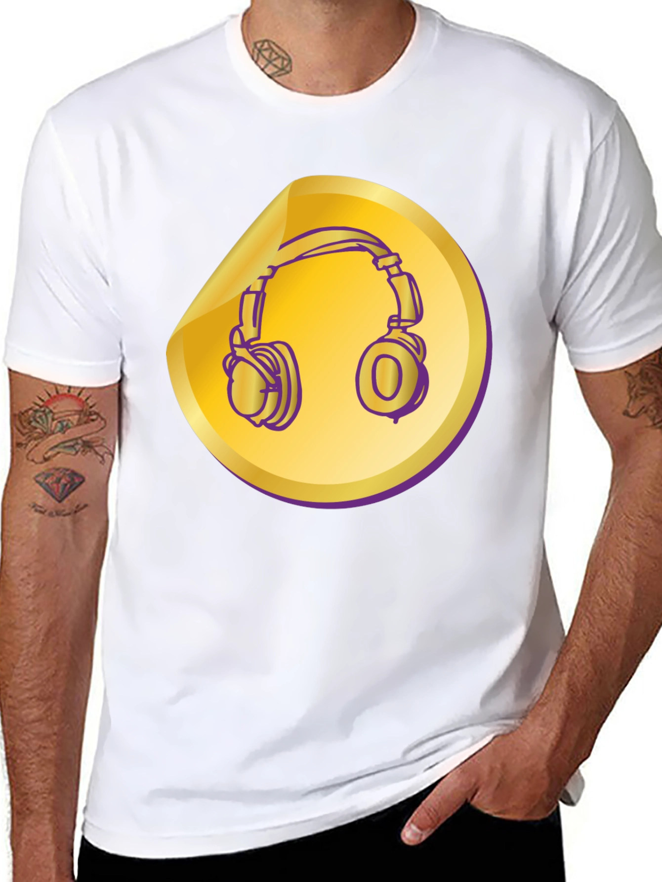 Black Headphones Graphic Tee - Music Lover Shirt view 8