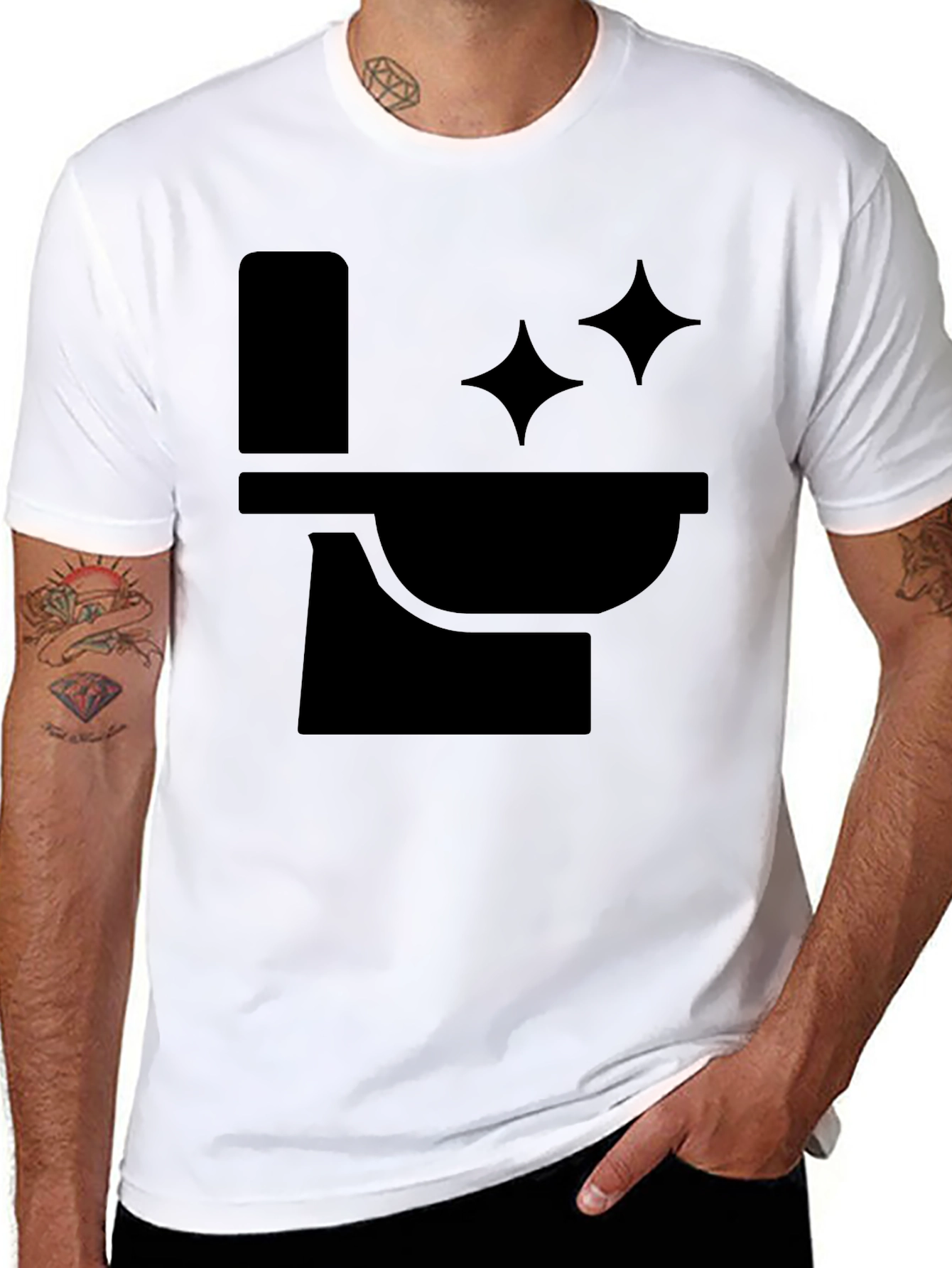 Black Funny Black T-Shirt with Clean Toilet Graphic view 8