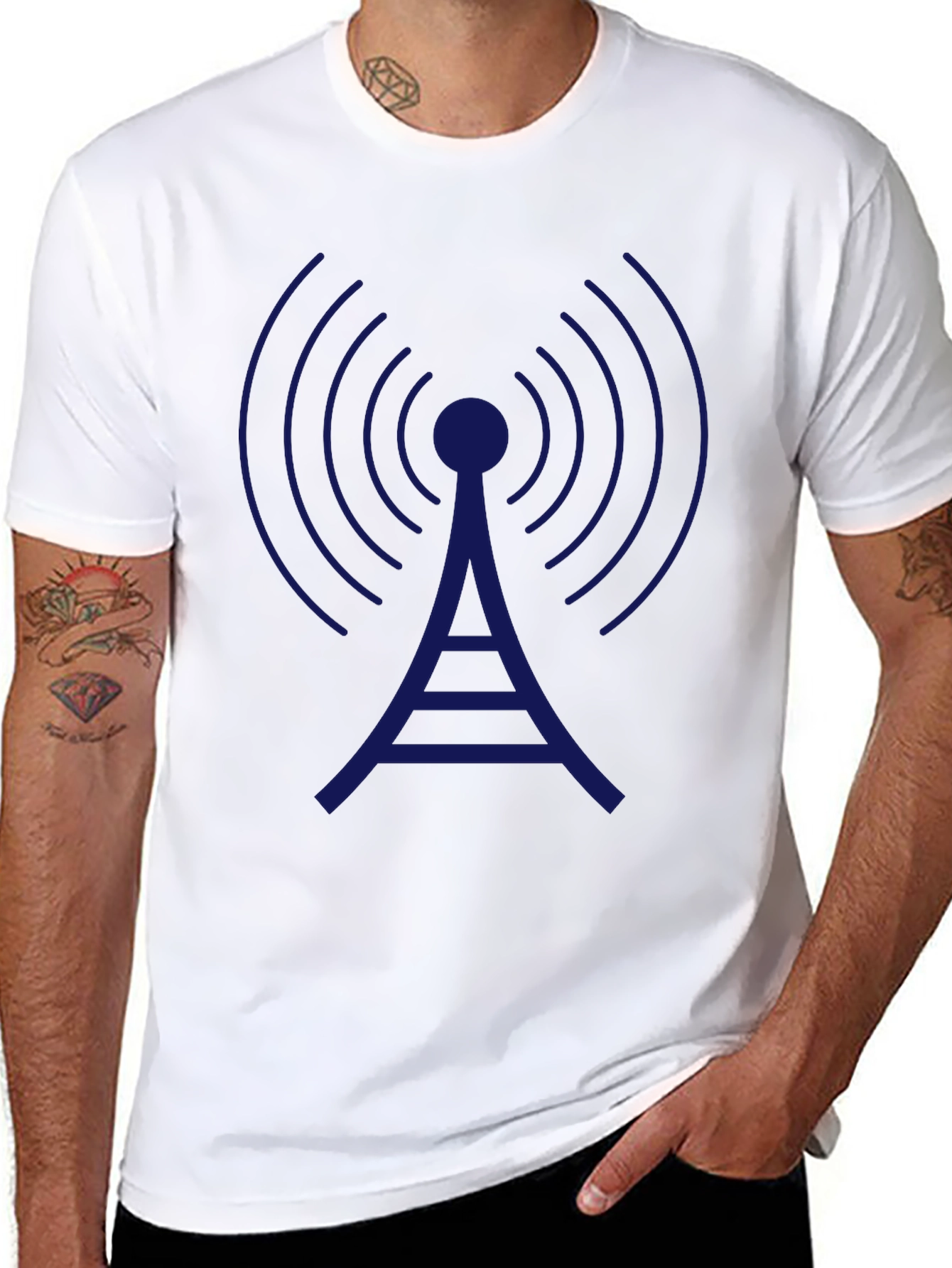 Black Radio Tower Graphic Tee - Classic Black T-Shirt view 8
