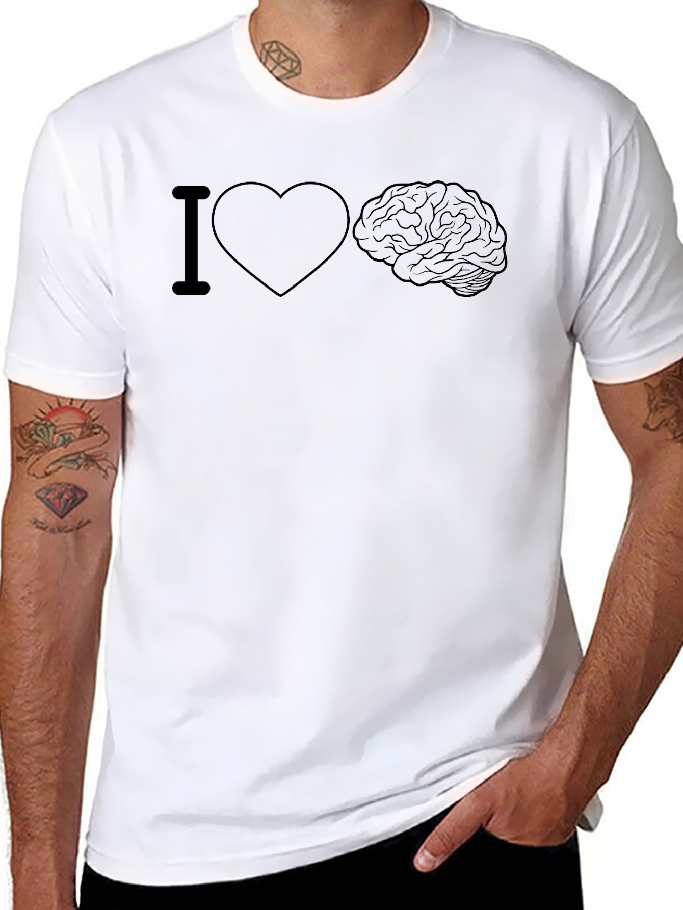 Black I Heart Brains Graphic Tee - Smart & Stylish view 8