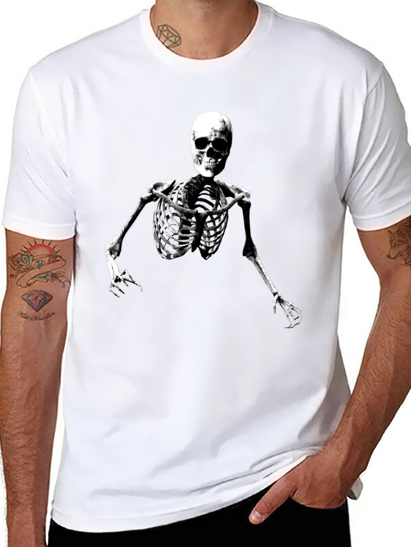 Black Skeleton Graphic Tee - Men's Black T-Shirt view 8