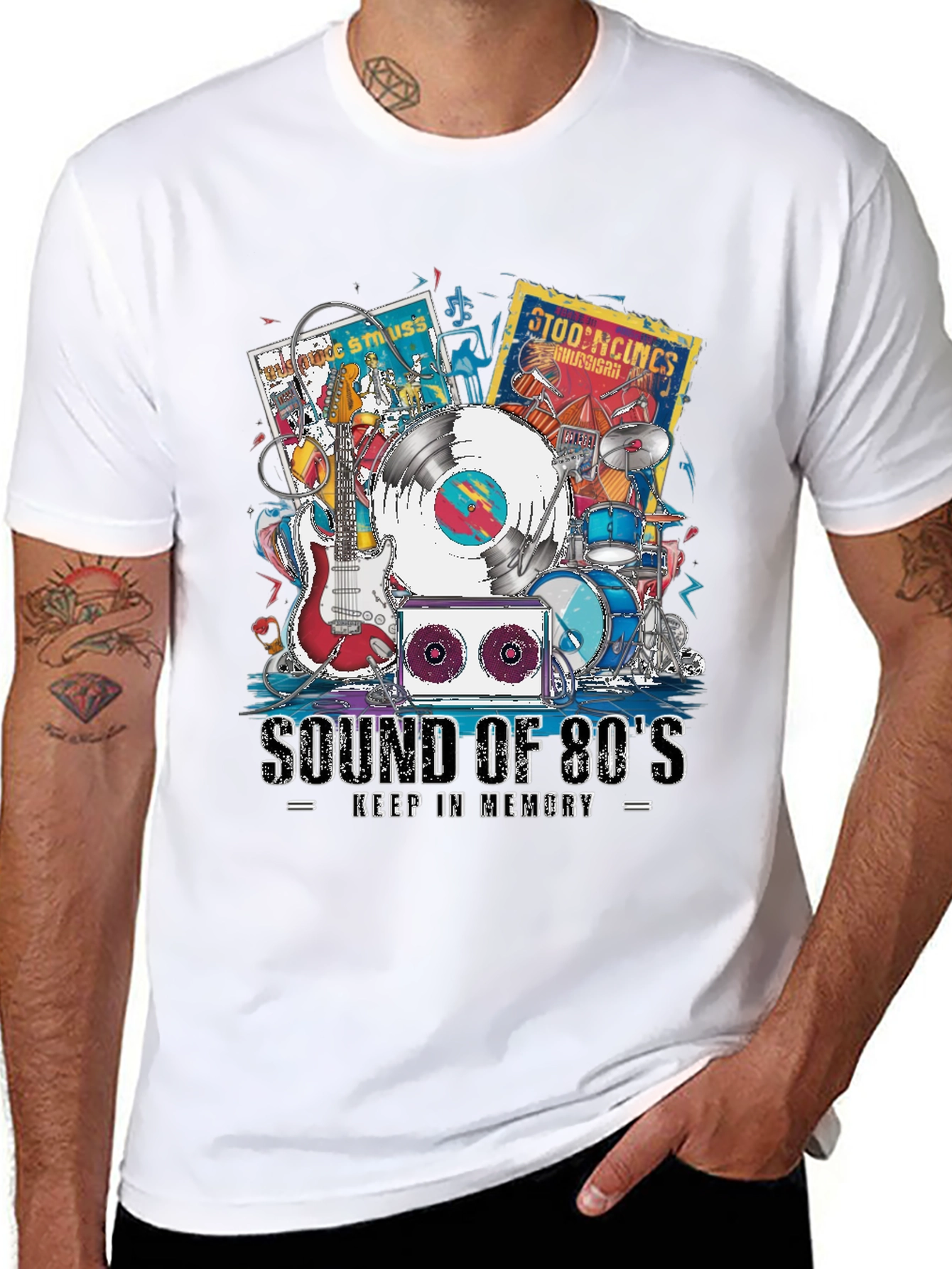 Black Sound of 80's Music T-Shirt view 8