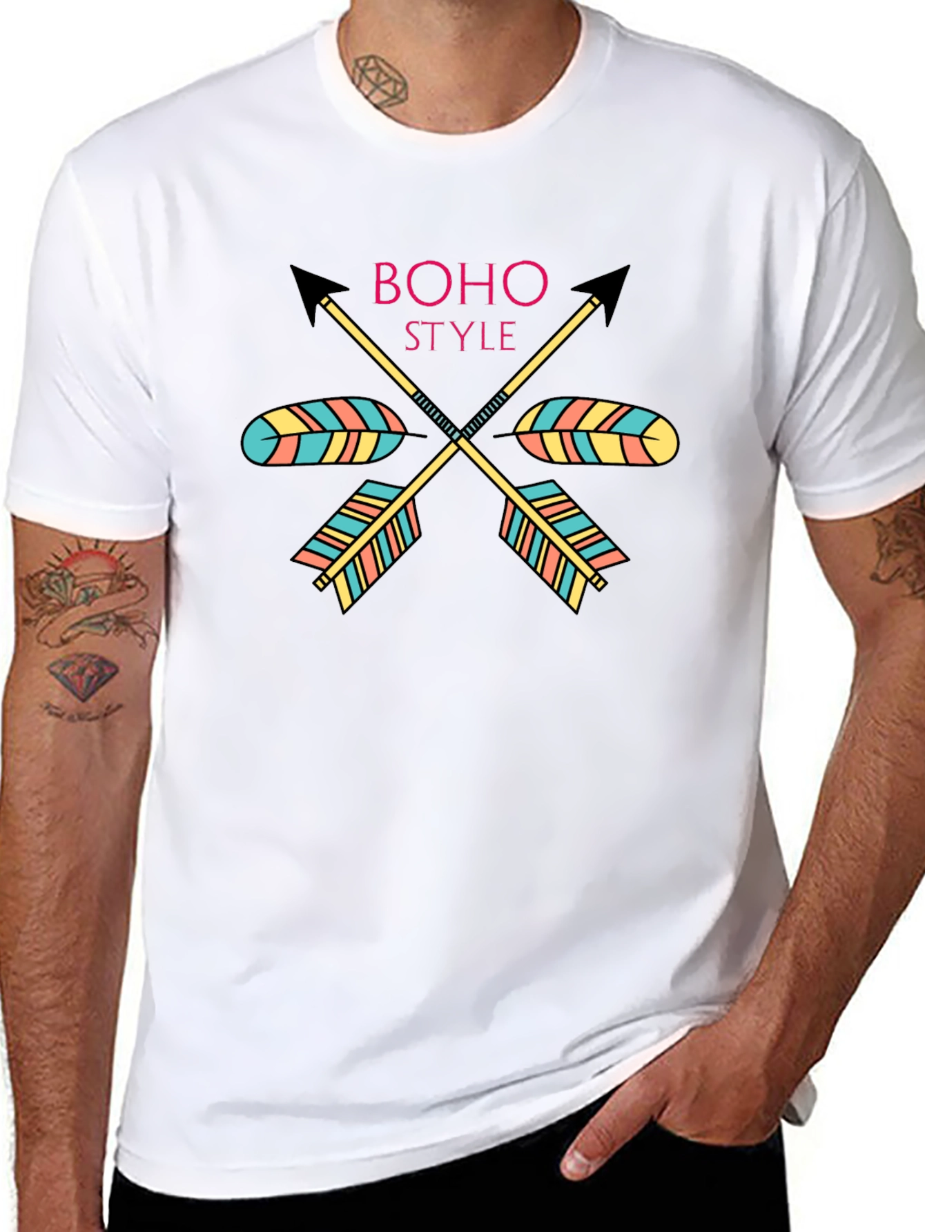 Boho Style Arrow Graphic Tee - Trendy Casual Shirt - 8