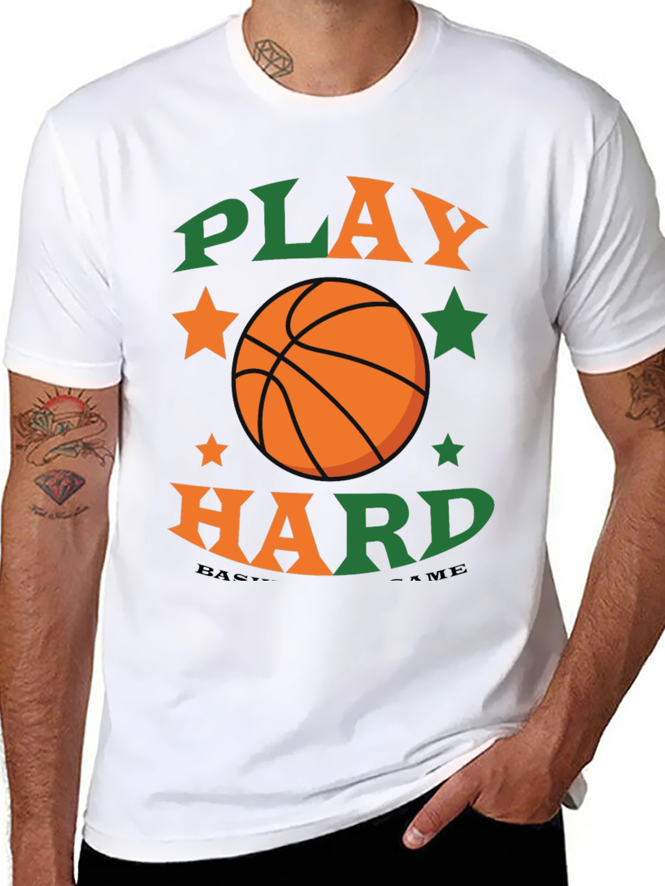 Black Play Hard Basketball Graphic Tee view 8
