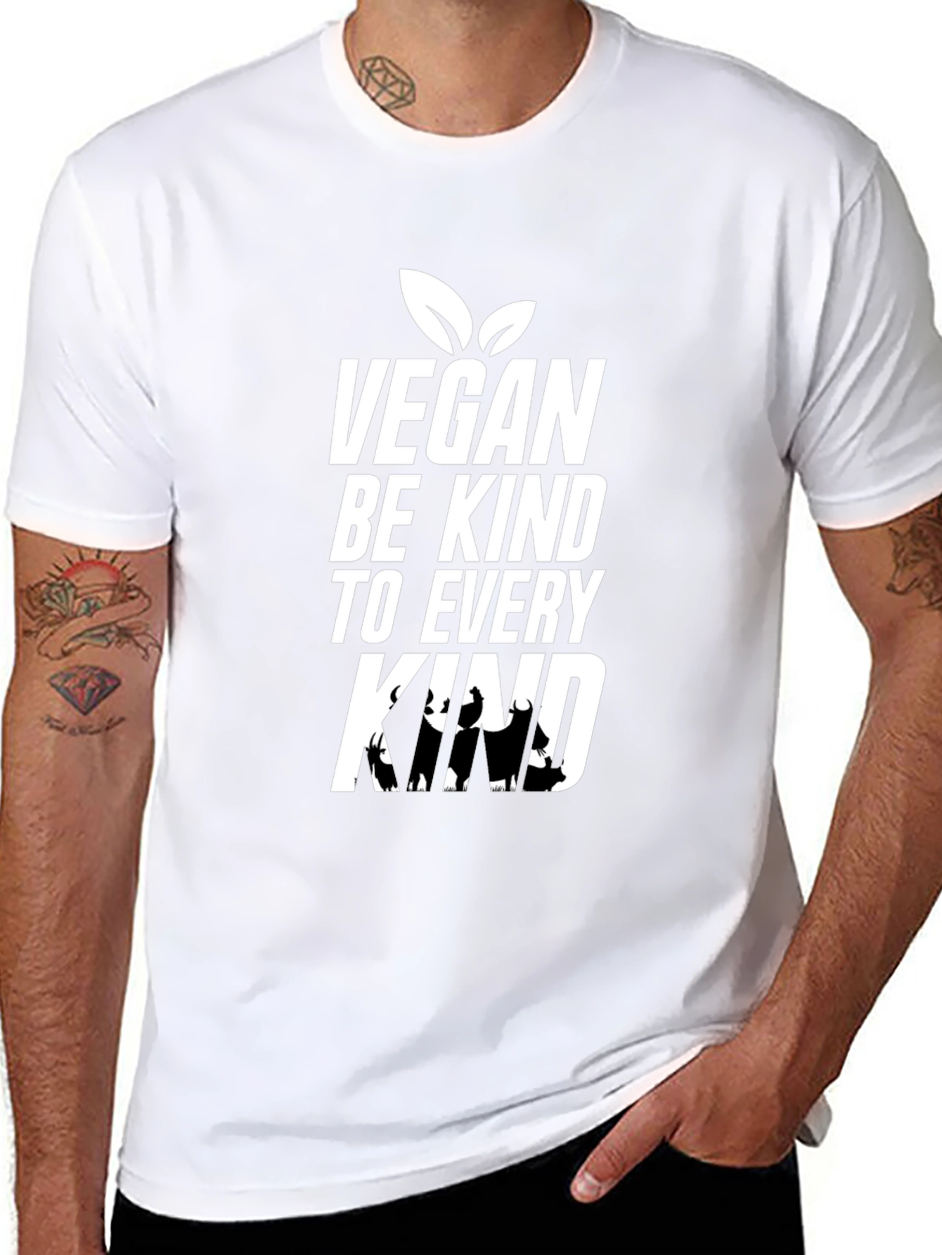 Black Vegan Be Kind T-Shirt, Animal Lover Tee view 8