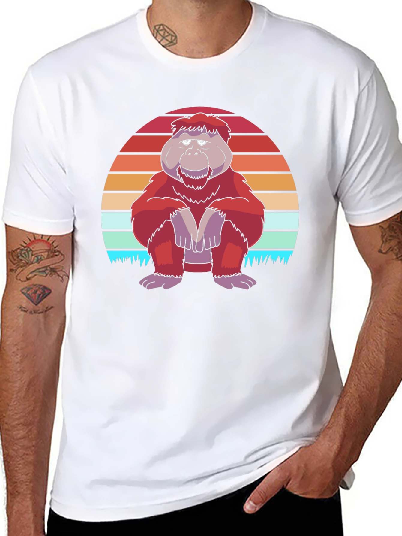 Black Retro Orangutan Graphic Tee - Comfort Fit view 8