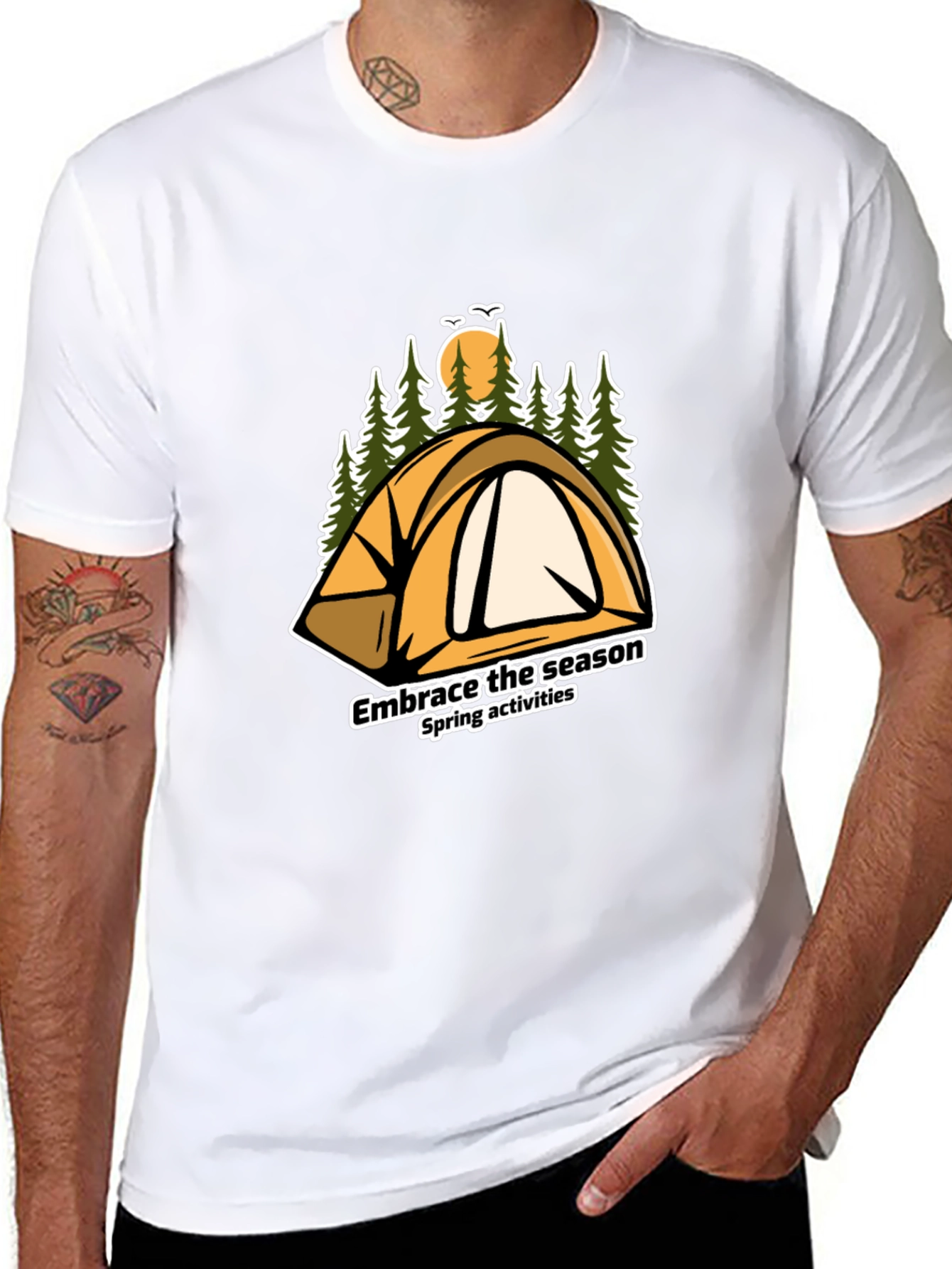 Black Embrace the Season Camping T-Shirt view 8