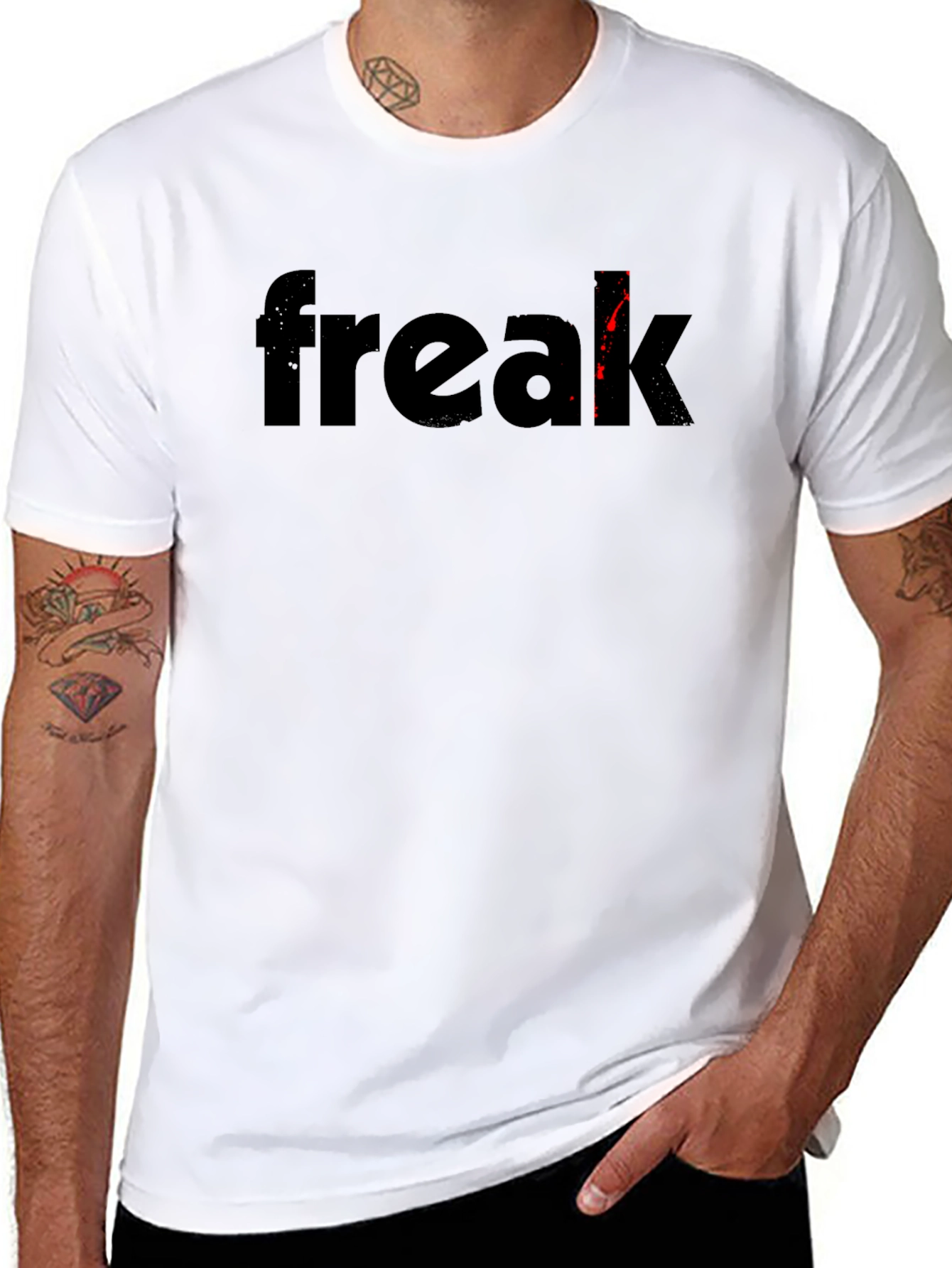 Black Freak Graphic Tee - Black Cotton Blend Shirt view 8