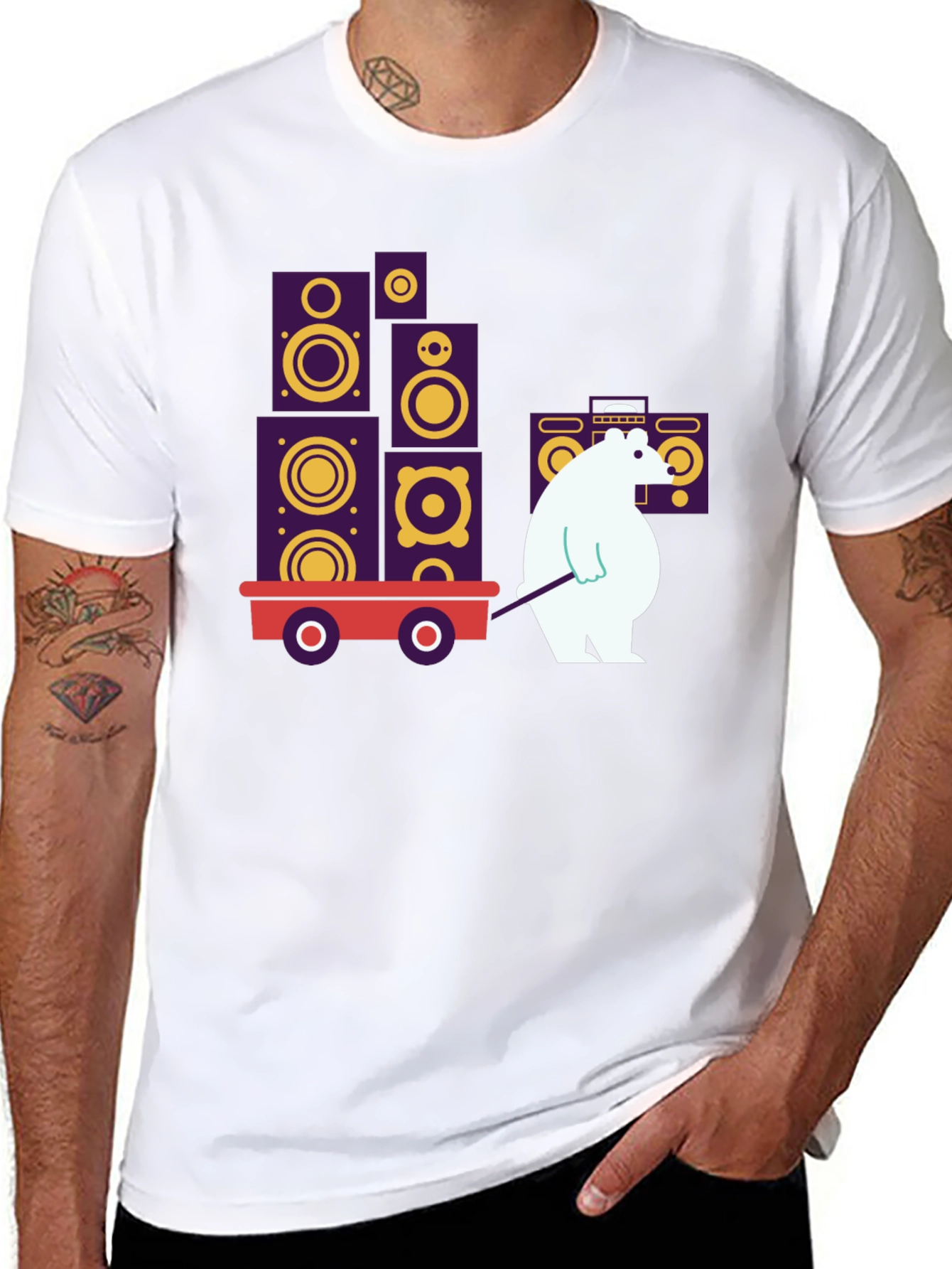 Black Cool Graphic Tee - Bear Hauling Speakers view 8