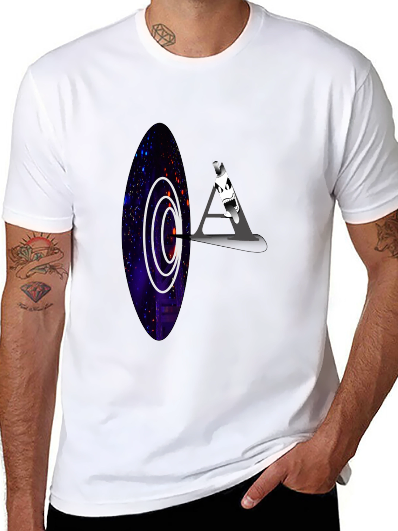 Black Cosmic Portal T-Shirt - Unique Graphic Tee view 8