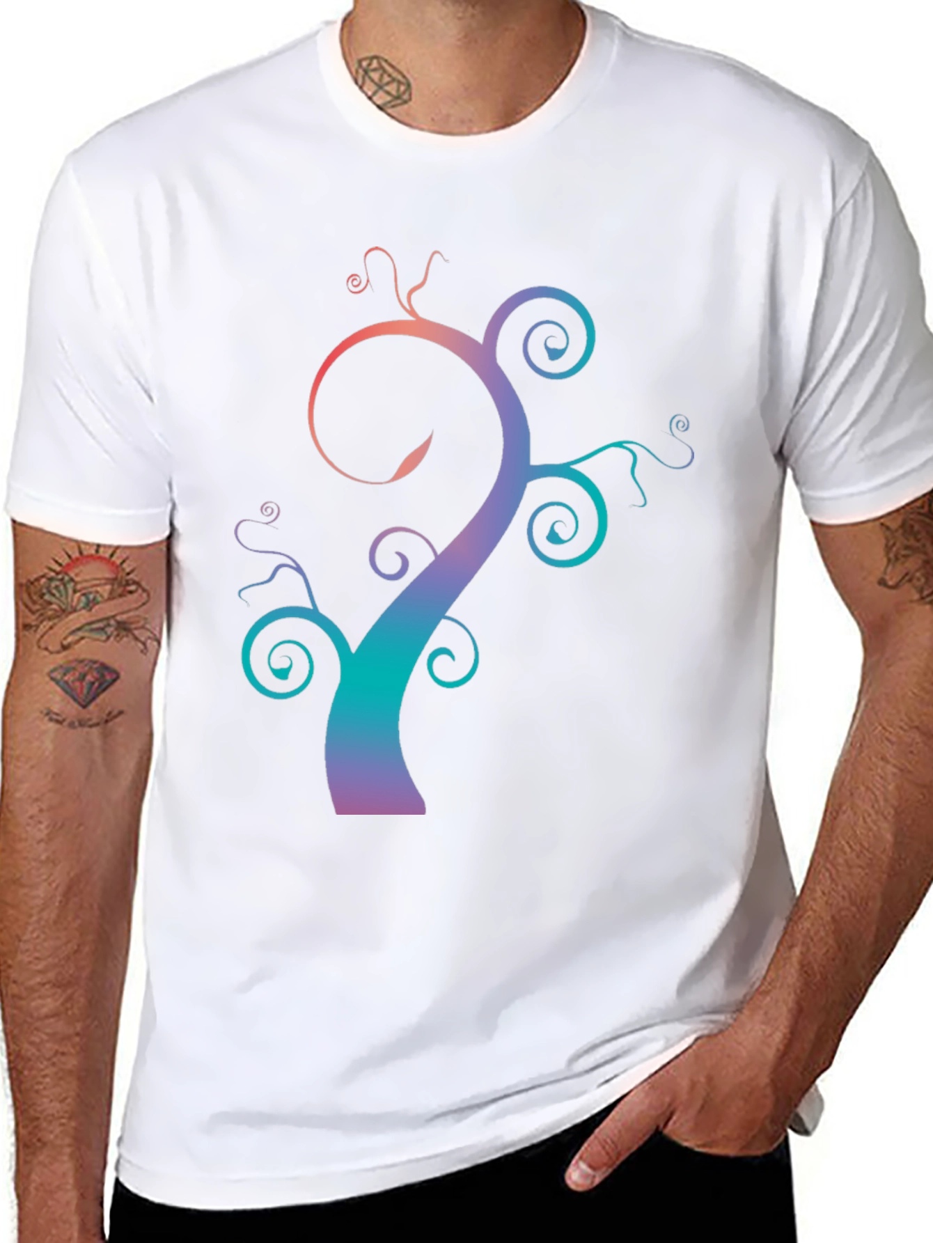 Black Gradient Tree Graphic Tee - Black Unisex T-Shirt view 8