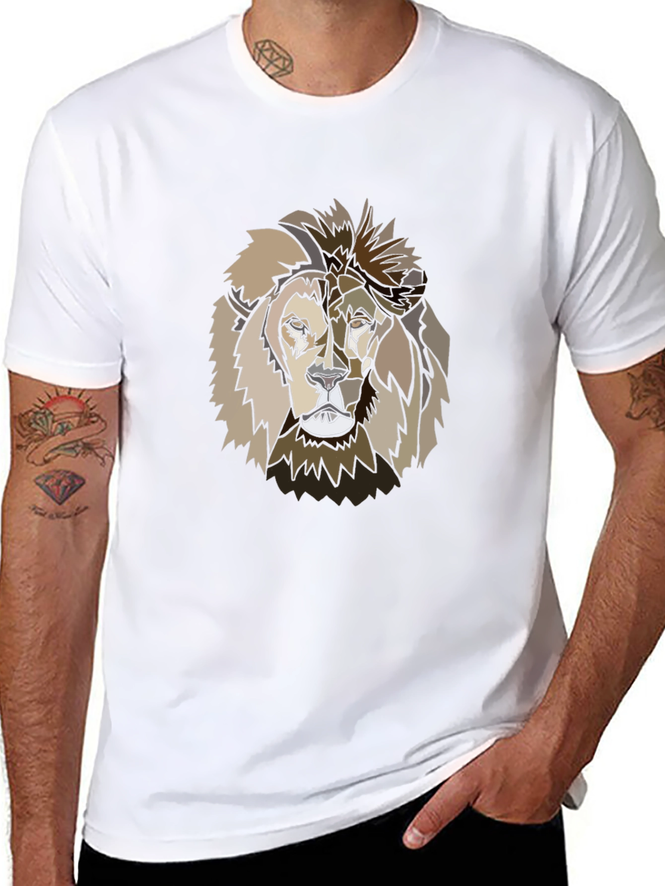 Black Abstract Lion Graphic Tee - Stylish Menswear view 8