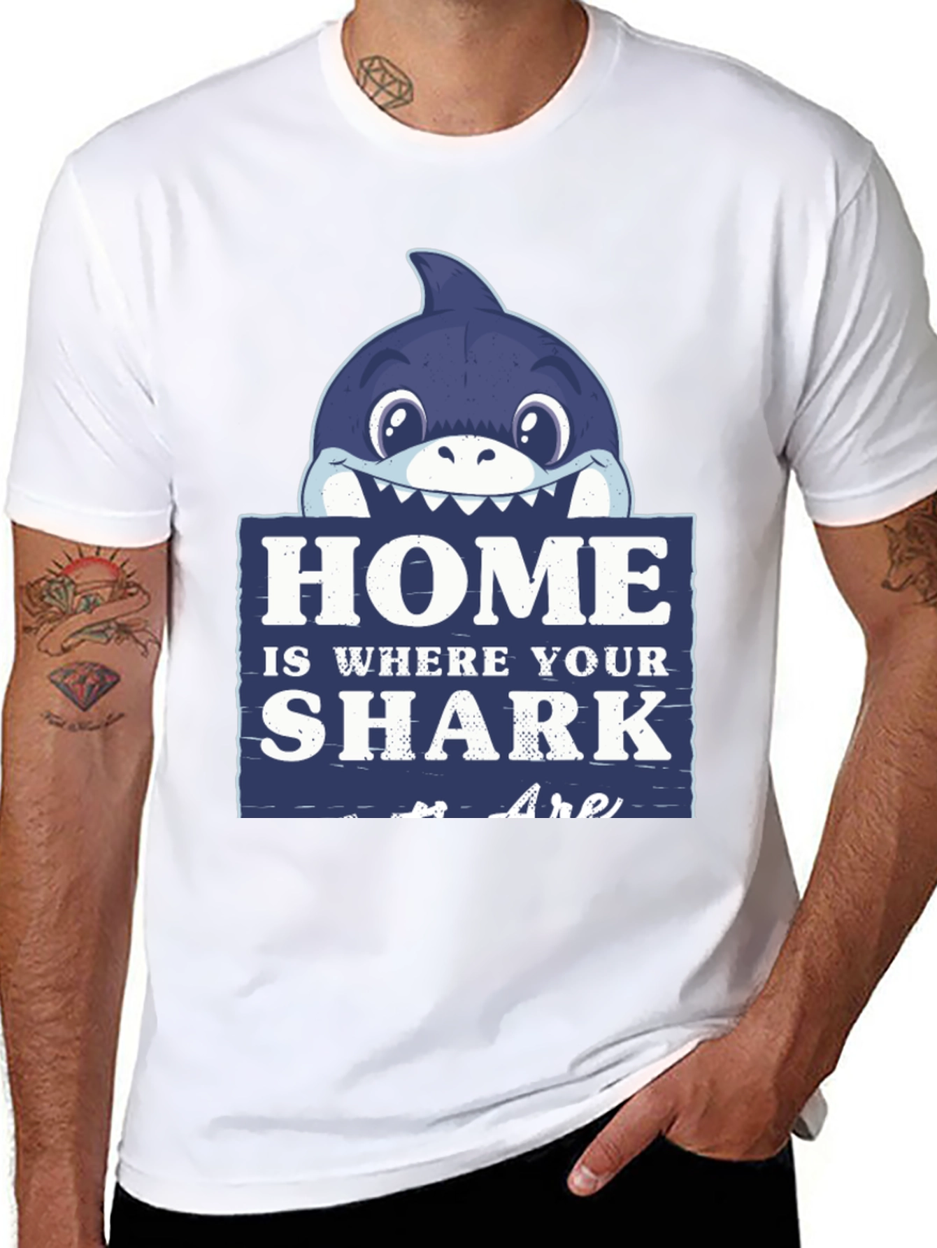 Black Home is Where Your Sharks Are T-Shirt view 8
