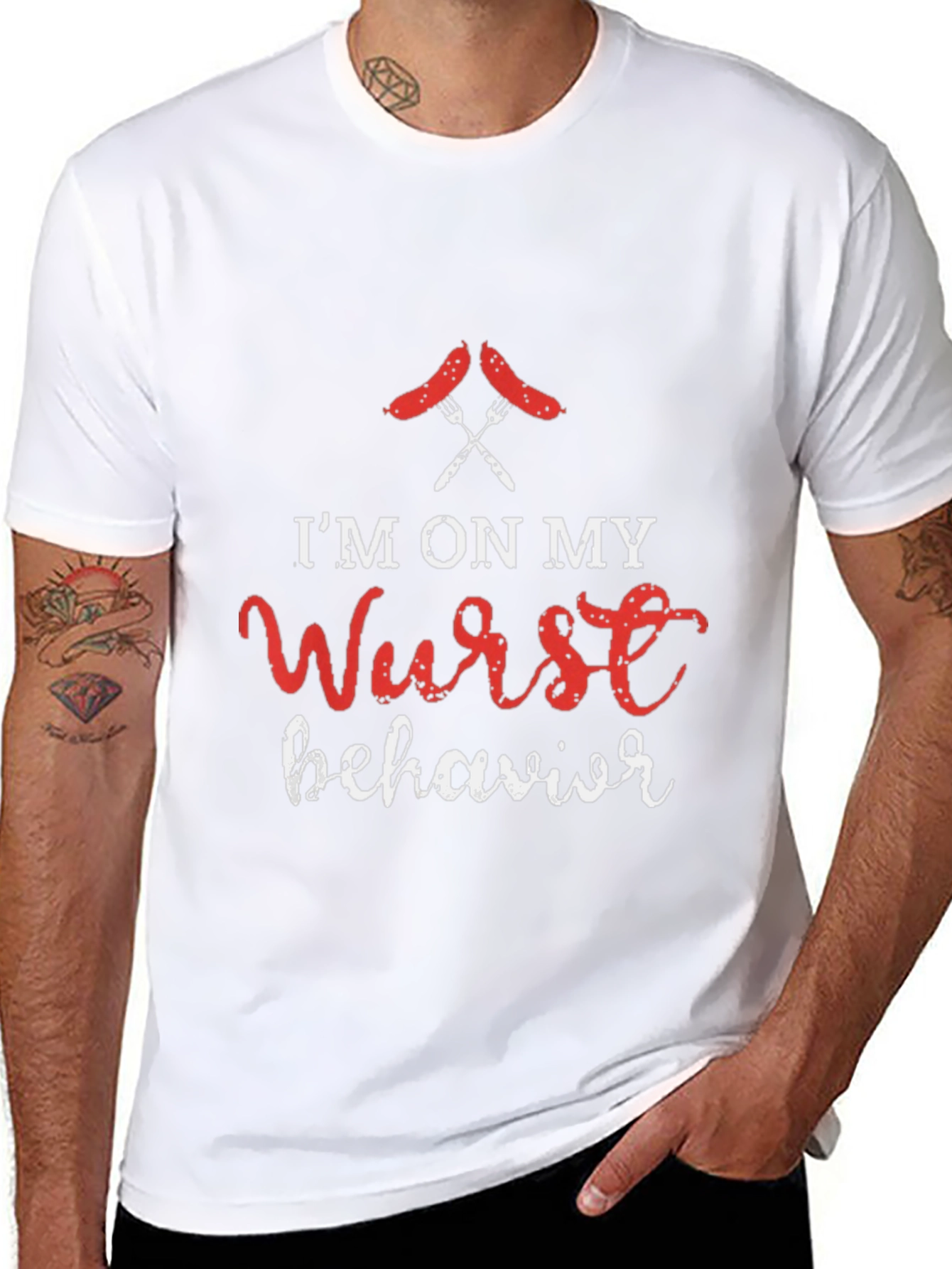Black Wurst Behavior Graphic Tee - Funny Sausage Pun T-Shirt view 8