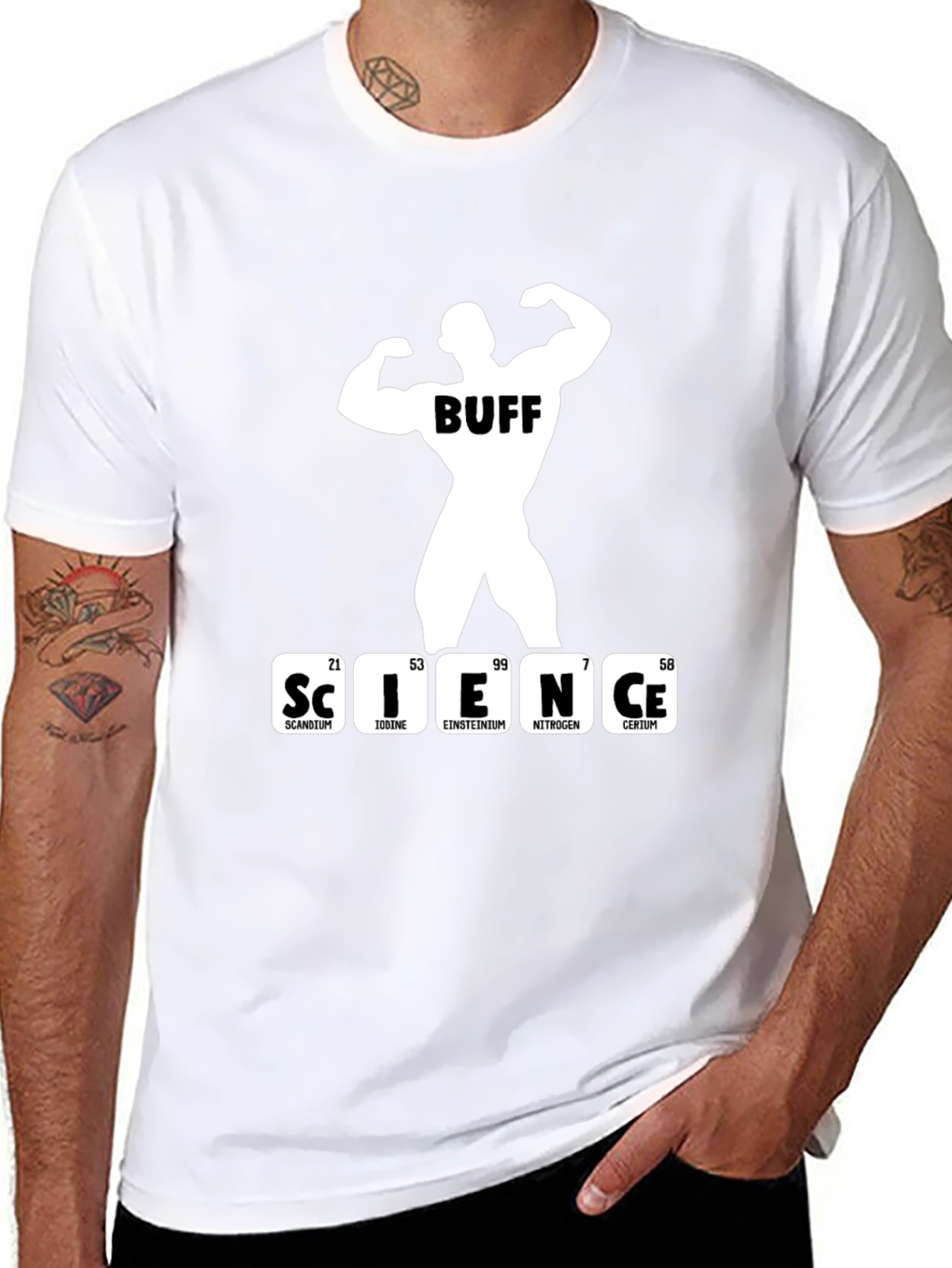 Black Science Buff T-Shirt - Black, Funny Gym Shirt view 8