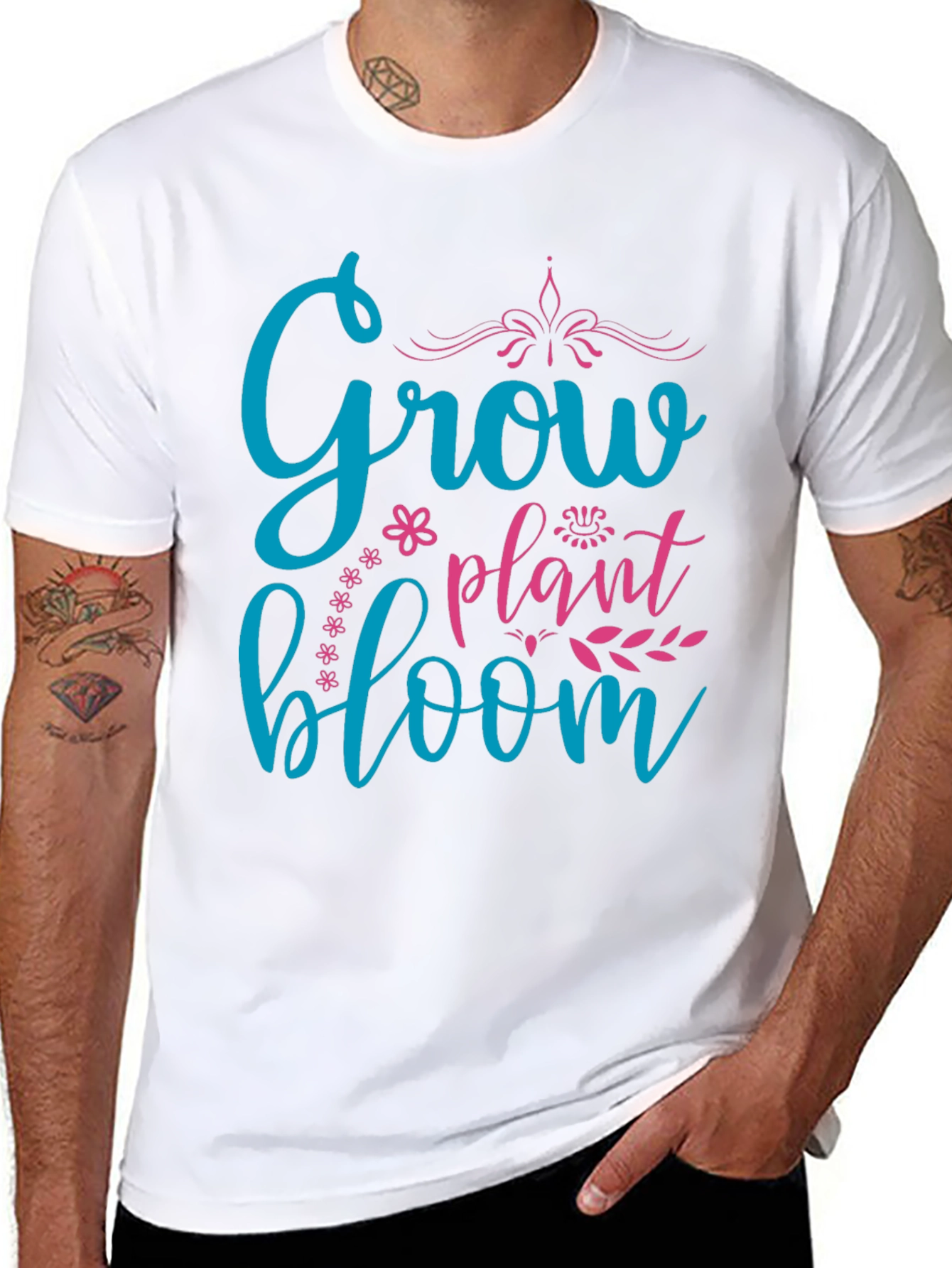 Black Grow Plant Bloom T-Shirt - Black Graphic Tee view 8