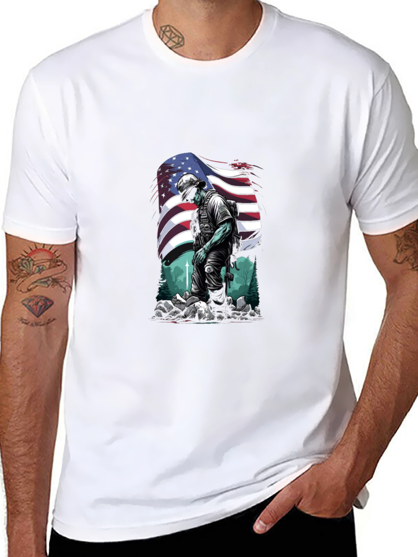 American Soldier Graphic T-Shirt - Patriotic Design - 8