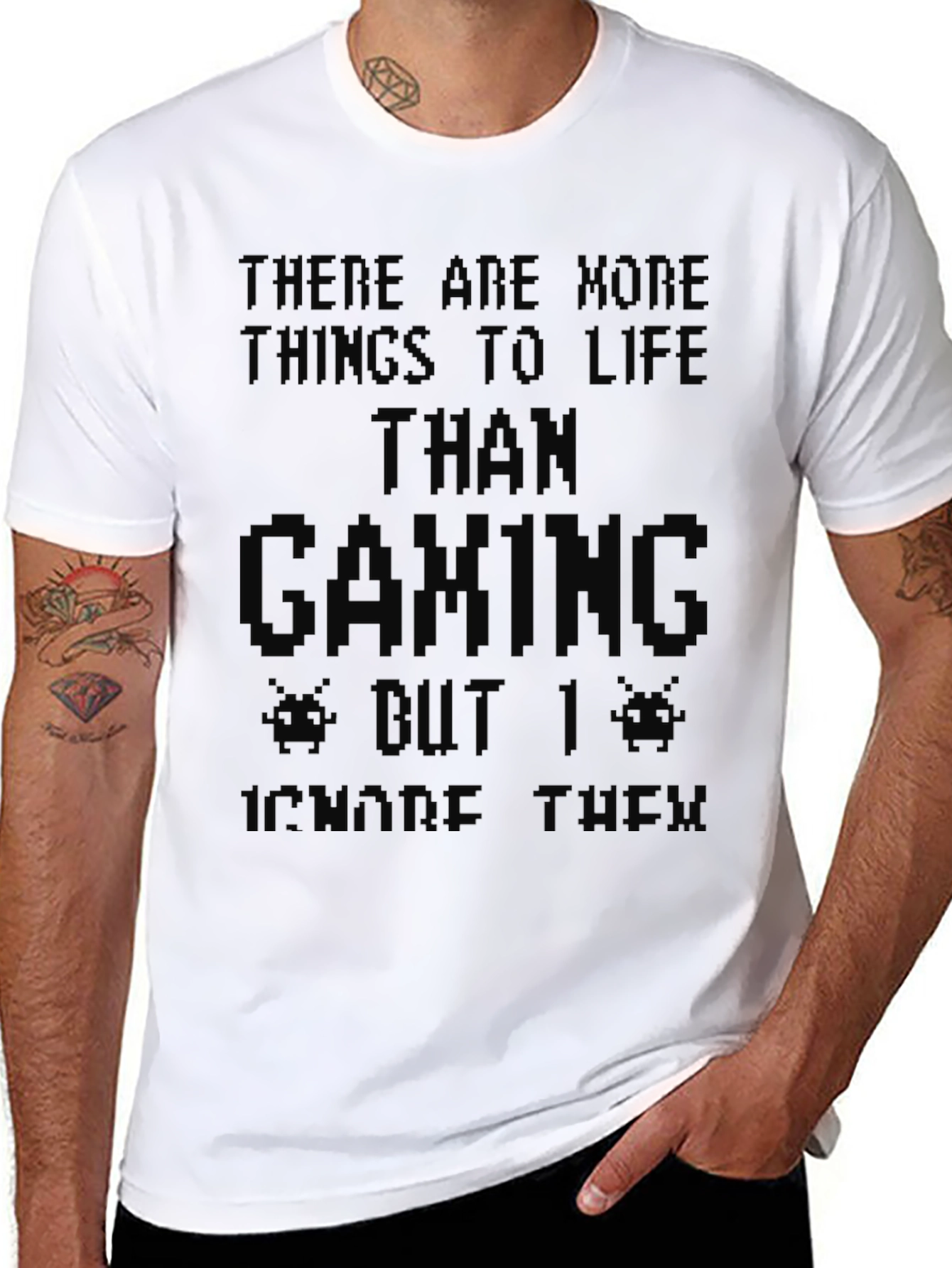Black Gamer Black T-Shirt - Life vs Gaming Graphic Tee view 8