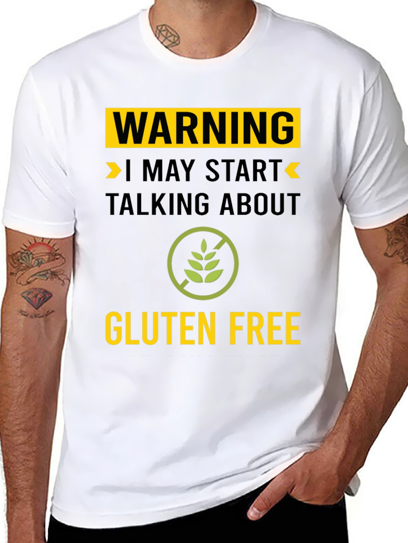 Black Warning Gluten Free T-Shirt - Talk About Gluten Free! view 8