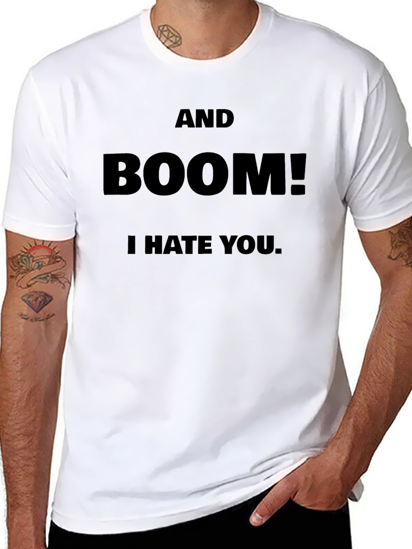 Black And Boom! I Hate You T-Shirt - Bold Graphic Tee view 8