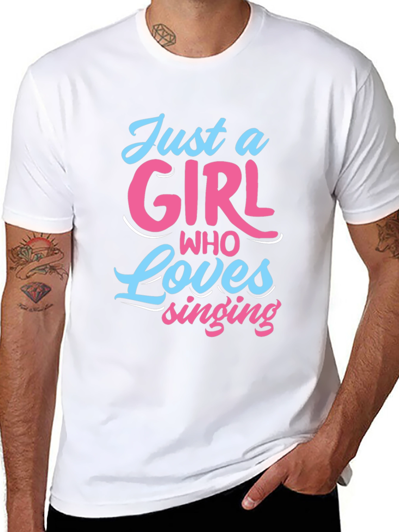 Black Just A Girl Who Loves Singing Black T-Shirt view 8