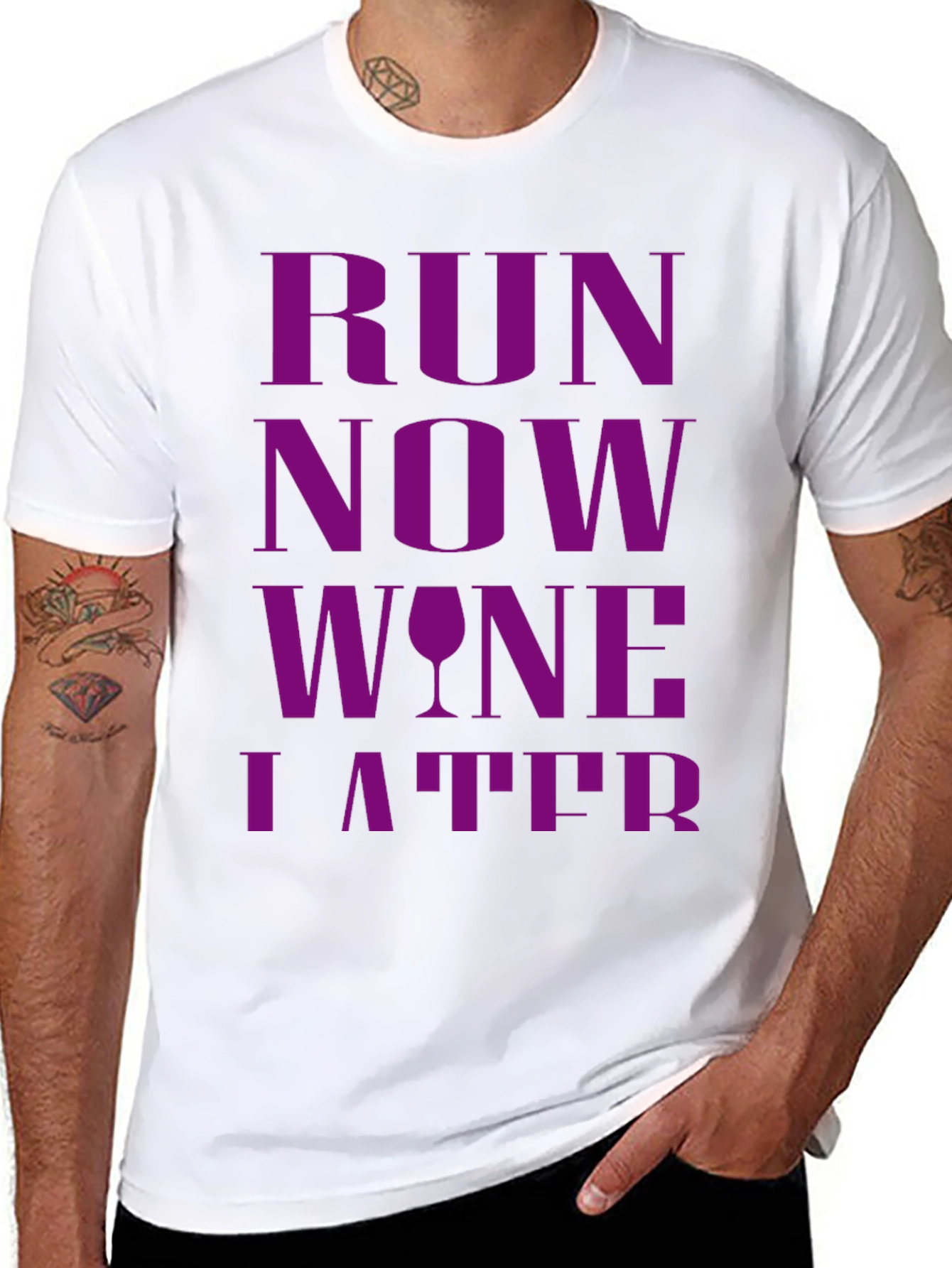 Black Run Now Wine Later Graphic T-Shirt view 8