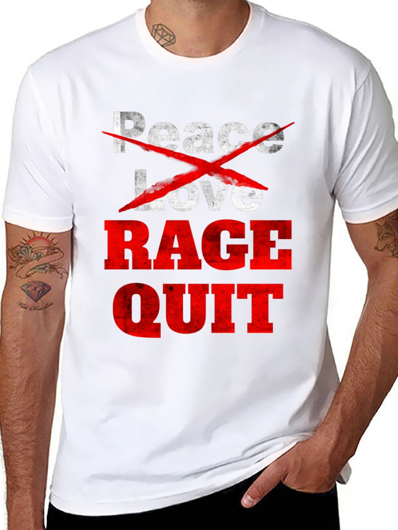 Black Peace Love Rage Quit Graphic Tee view 8