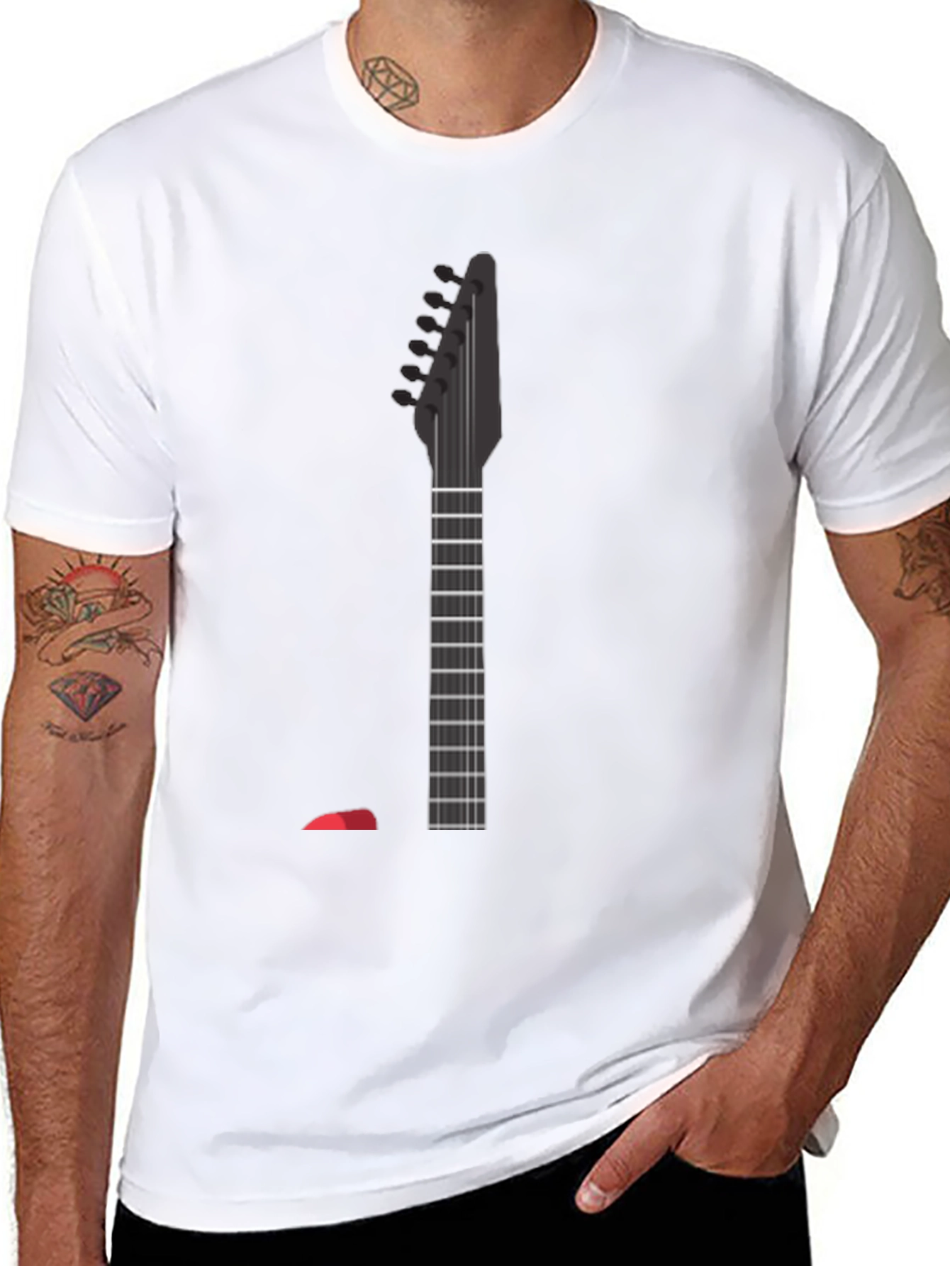 Black Guitar Neck Graphic Tee - Rock On! view 8